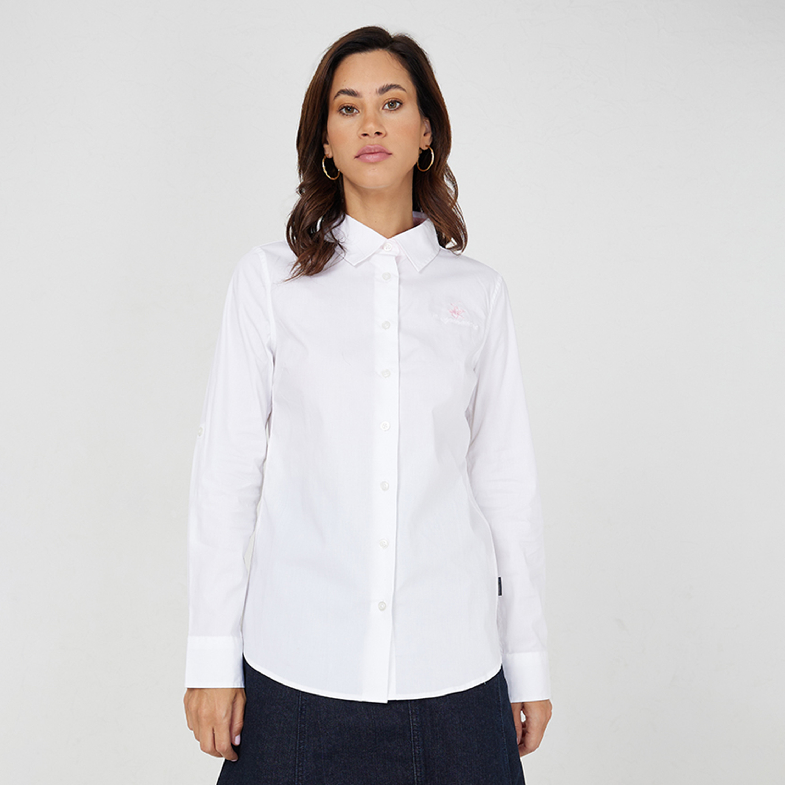 Buy Women s Beverly Hills Polo Club Logo Collared Long Sleeves Shirt Online Centrepoint UAE