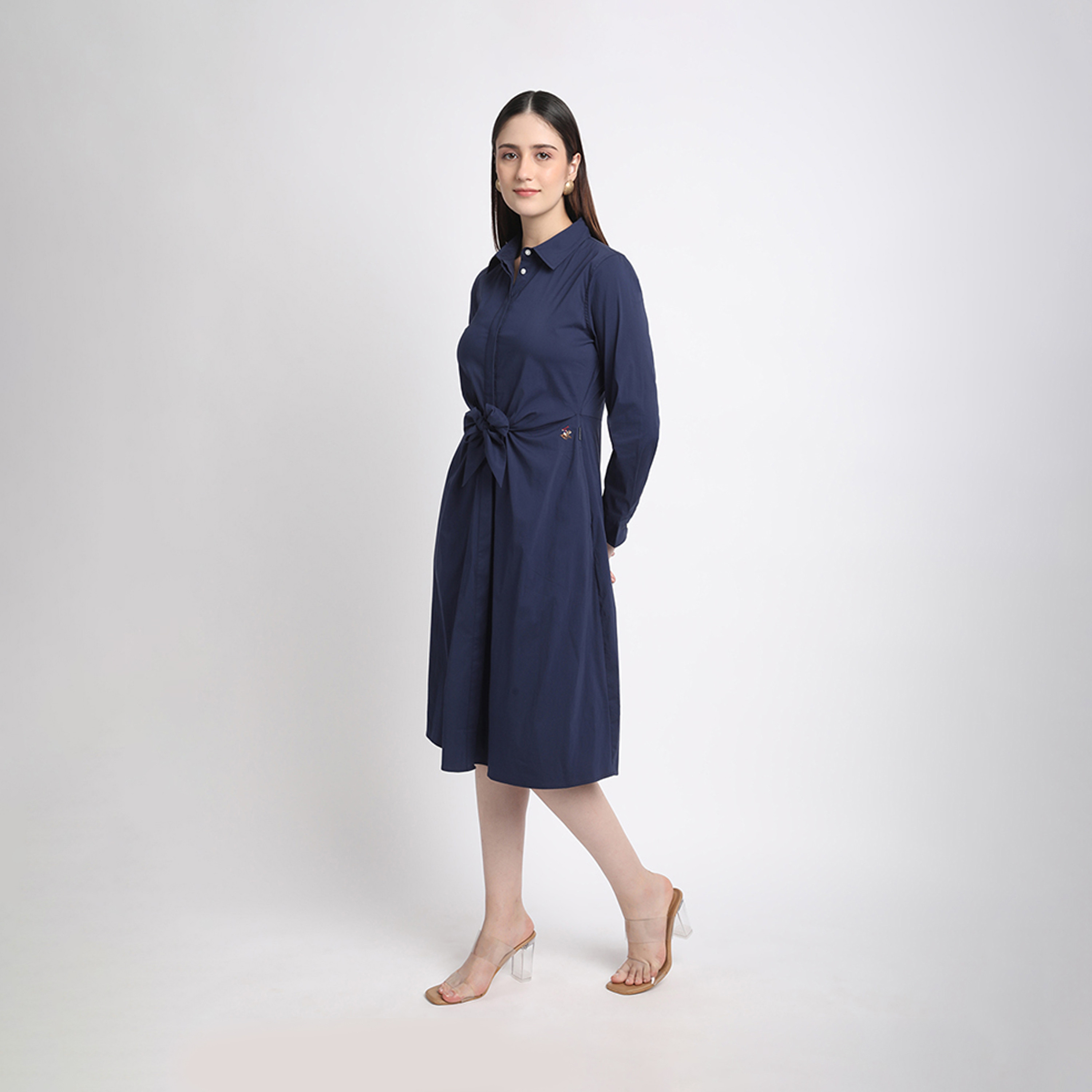بيفرلي هيلز كلوب-  فستان ميدي قميص بياقة سادة-women-clothing-dresses-image-2