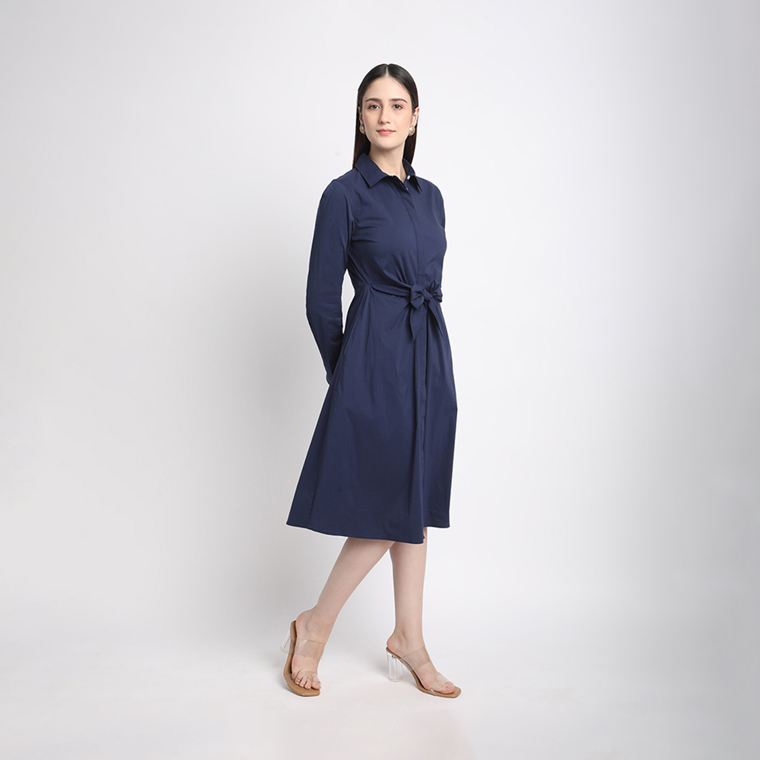 بيفرلي هيلز كلوب-  فستان ميدي قميص بياقة سادة-women-clothing-dresses-image-3
