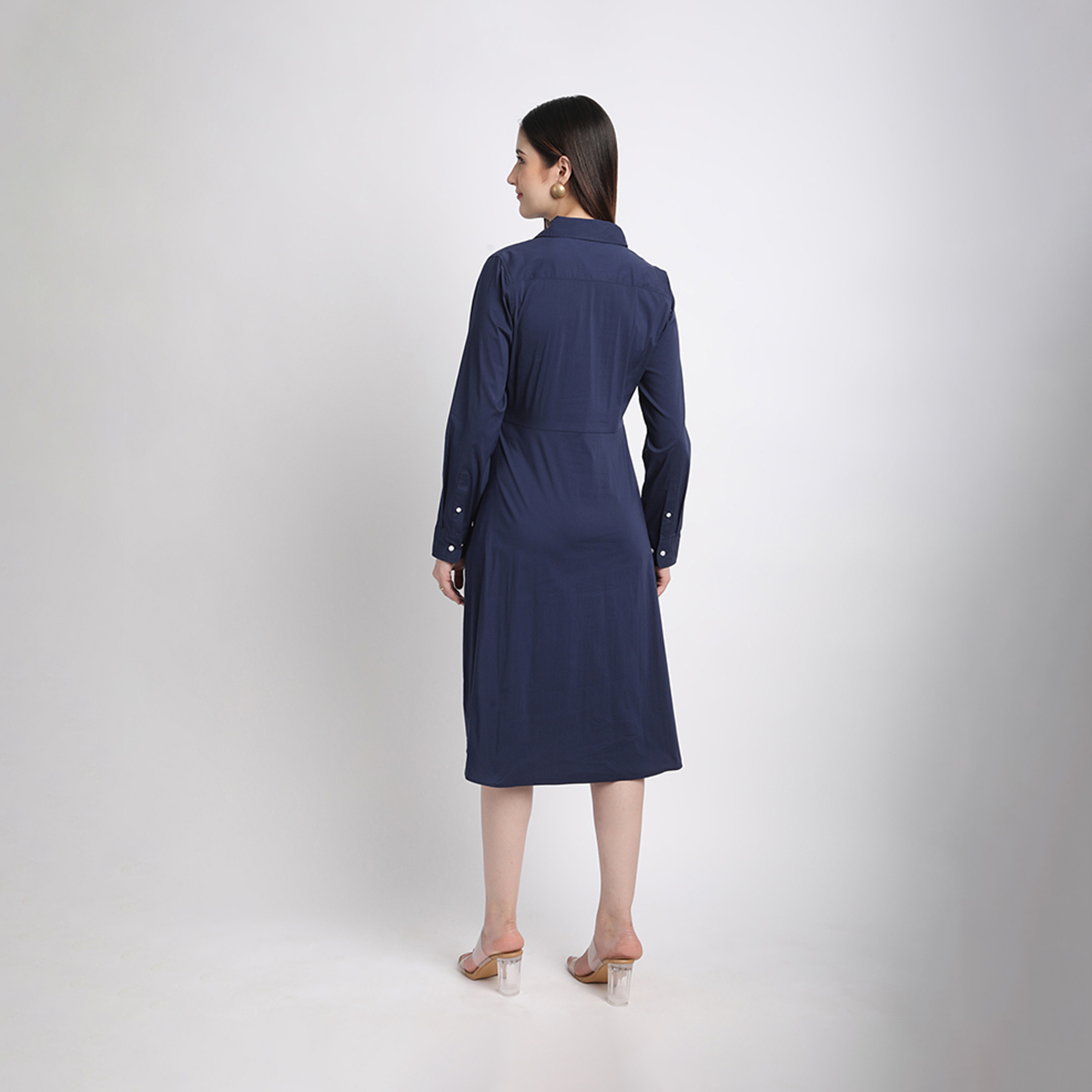 Beverly Hills Polo Club Solid Collared Shirt Midi Dress-women-clothing-dresses-image-4