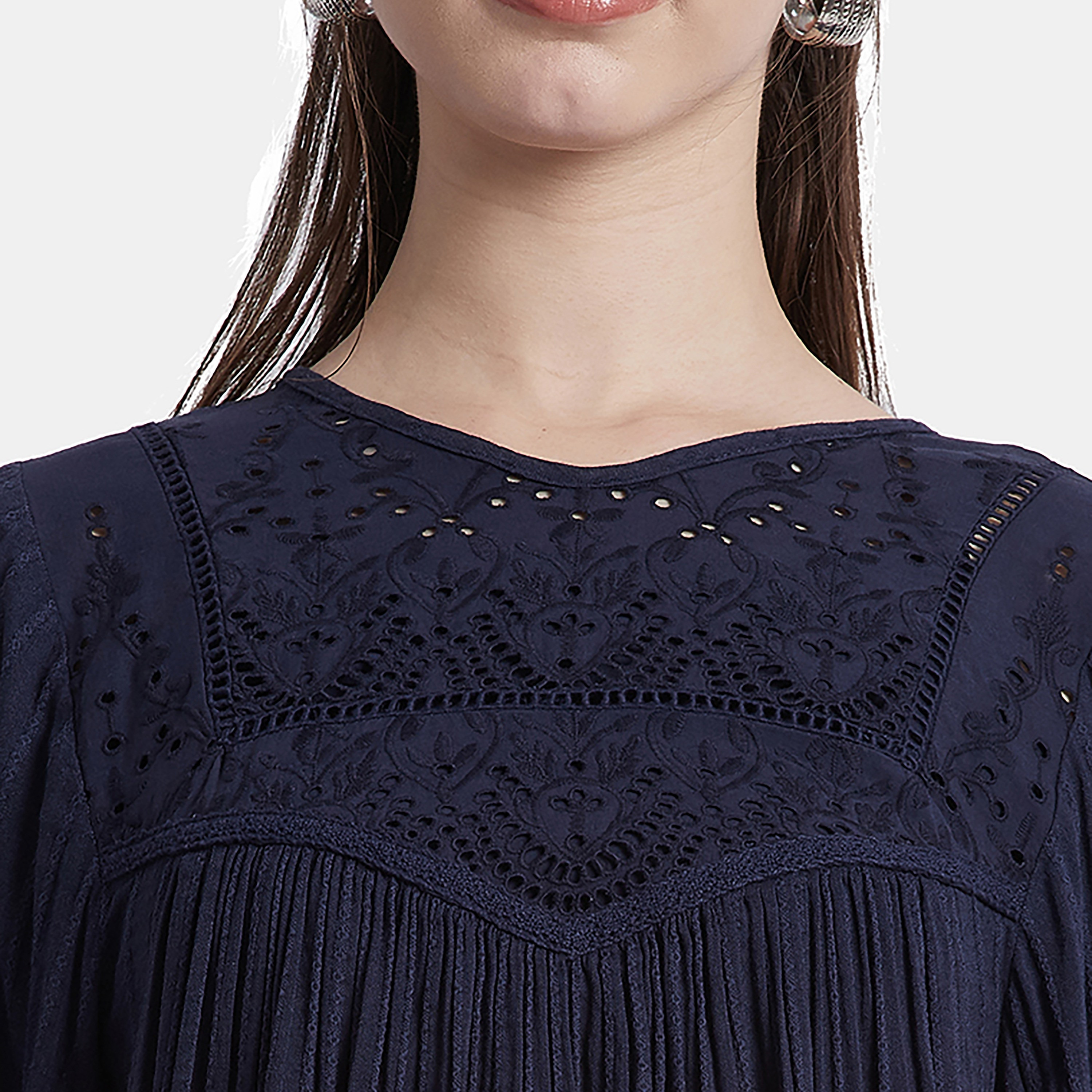 Beverly Hills Polo Club Schiffli Embroidered Boat Neck Bishop Sleeves Top-women-clothing-shirtsandblouses-blouses-image-3