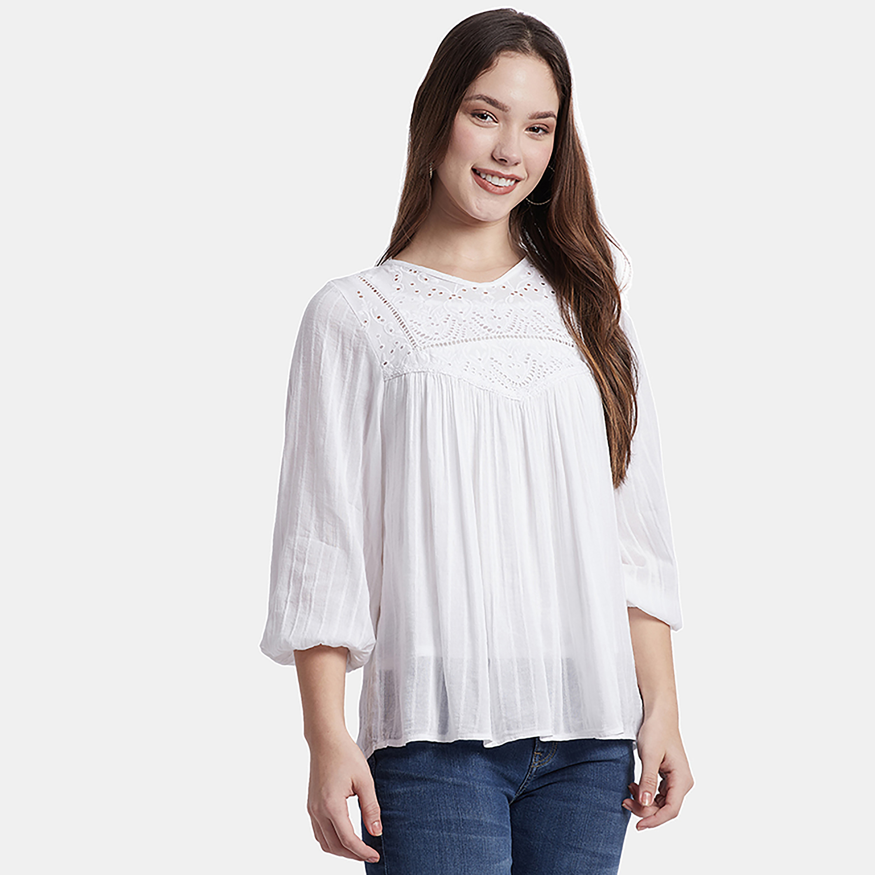 بلوزة بيفرلي هيلز بولو كلوب ذو شيفلي بياقة قارب ذو مطرز وأكمام أسقف-women-clothing-shirtsandblouses-blouses-image-5