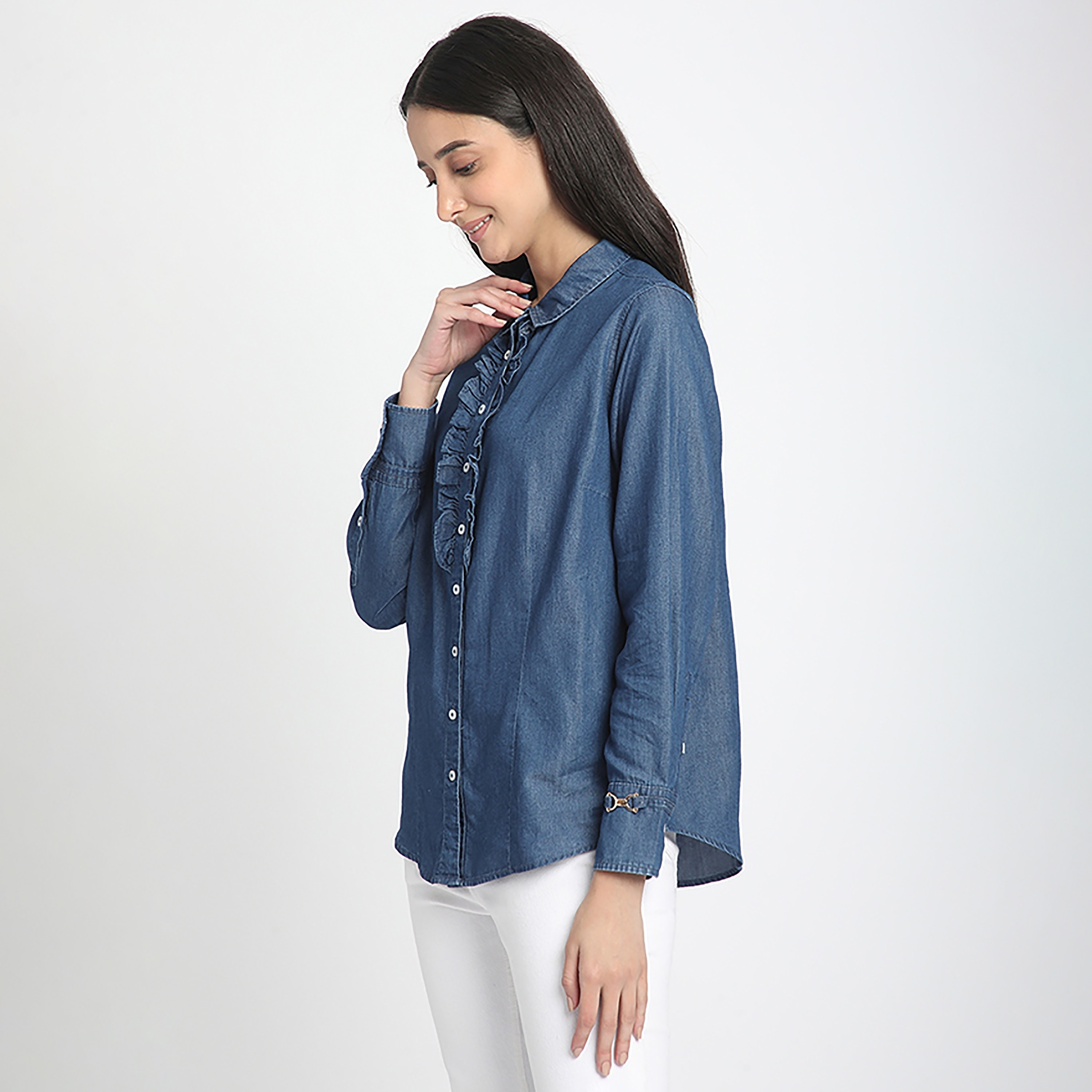 Beverly Hills Polo Club Regular Fit Plain Collared Long Sleeves Women's Shirt-women-clothing-shirtsandblouses-shirts-image-2
