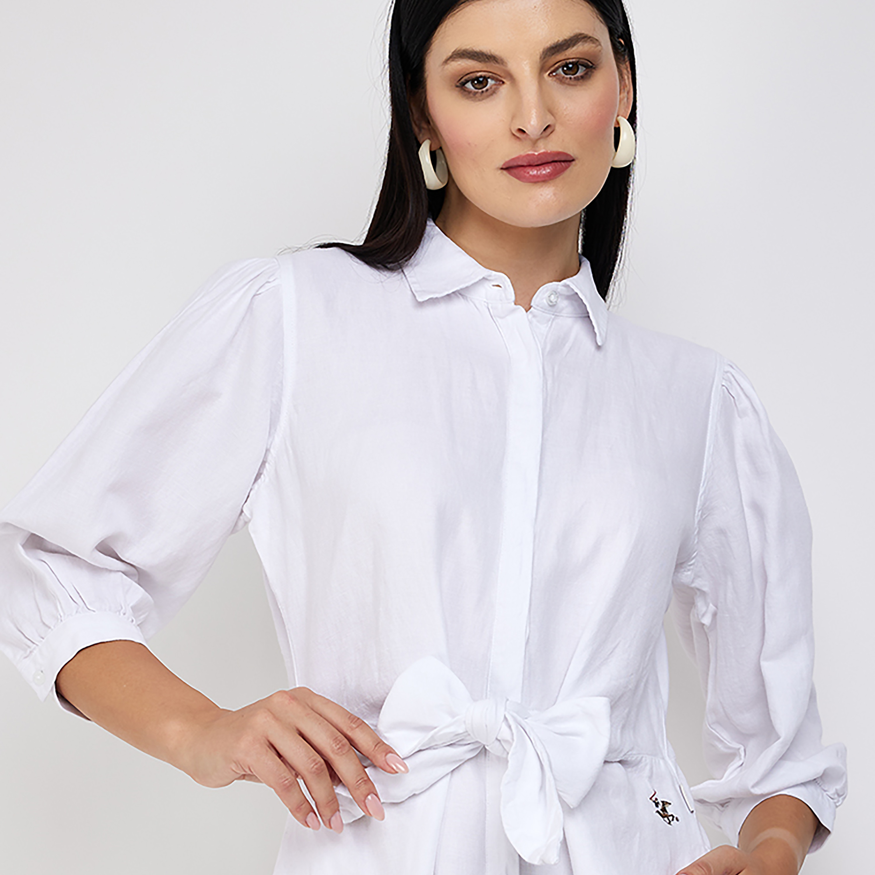 فستان قميص بطول الركبة سادة مع ياقة من بيفرلي هيلز بولو كلوب-women-clothing-dresses-image-3