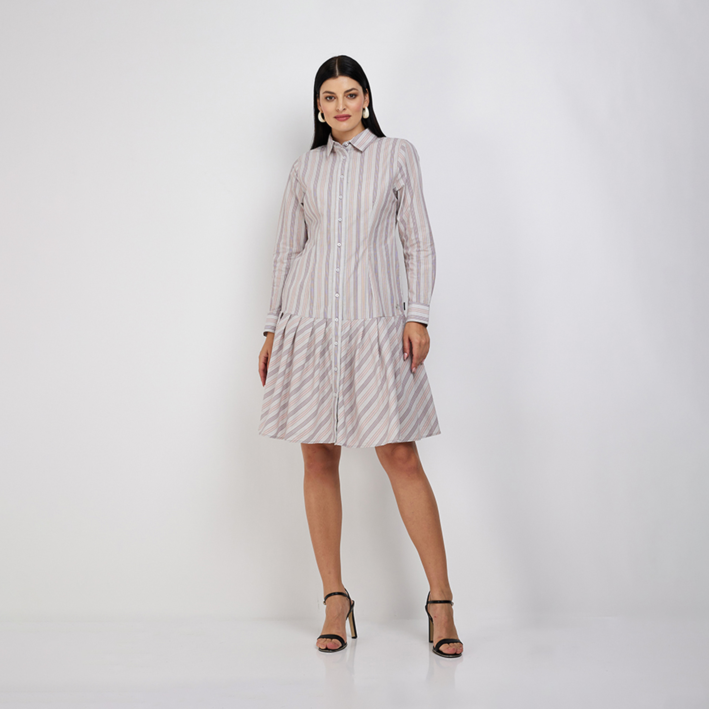 Beverly Hills Polo Club Stripes Long Sleeves Shirt Dress-women-clothing-dresses-image-1