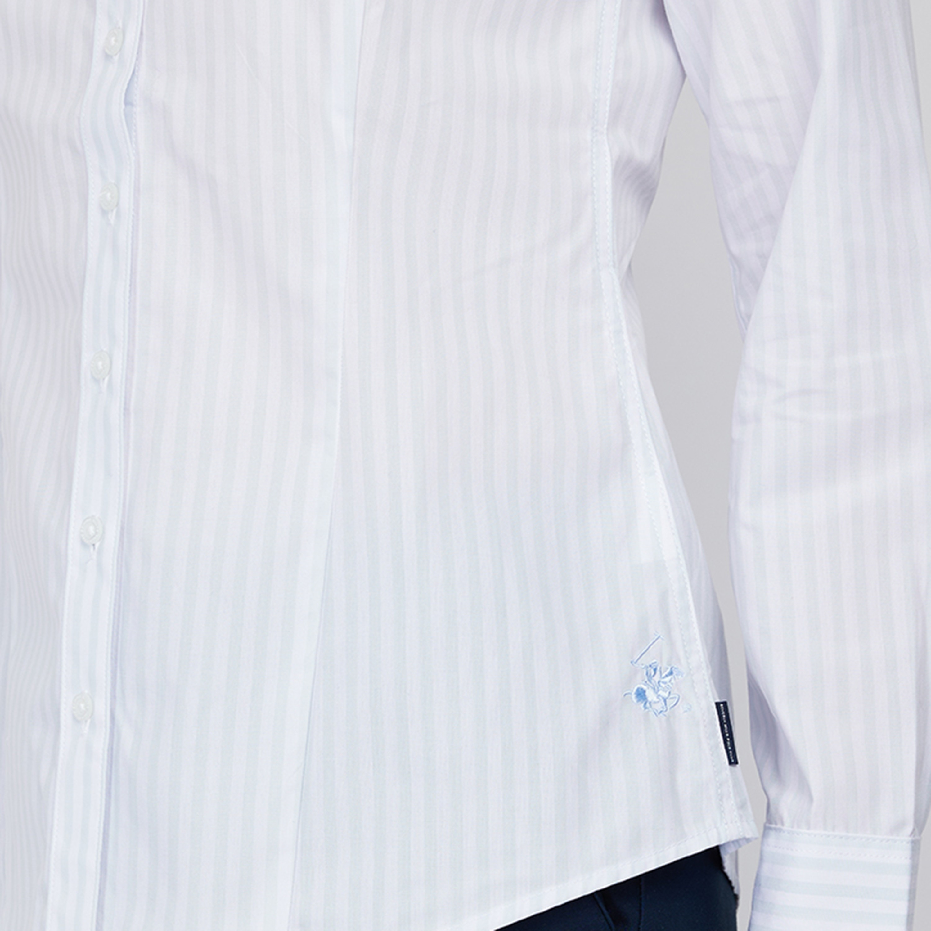 قميص نسائي مخطط بياقة وأكمام طويلة بقصة عادية من بيفرلي هيلز بولو كلوب-women-clothing-shirtsandblouses-shirts-image-3