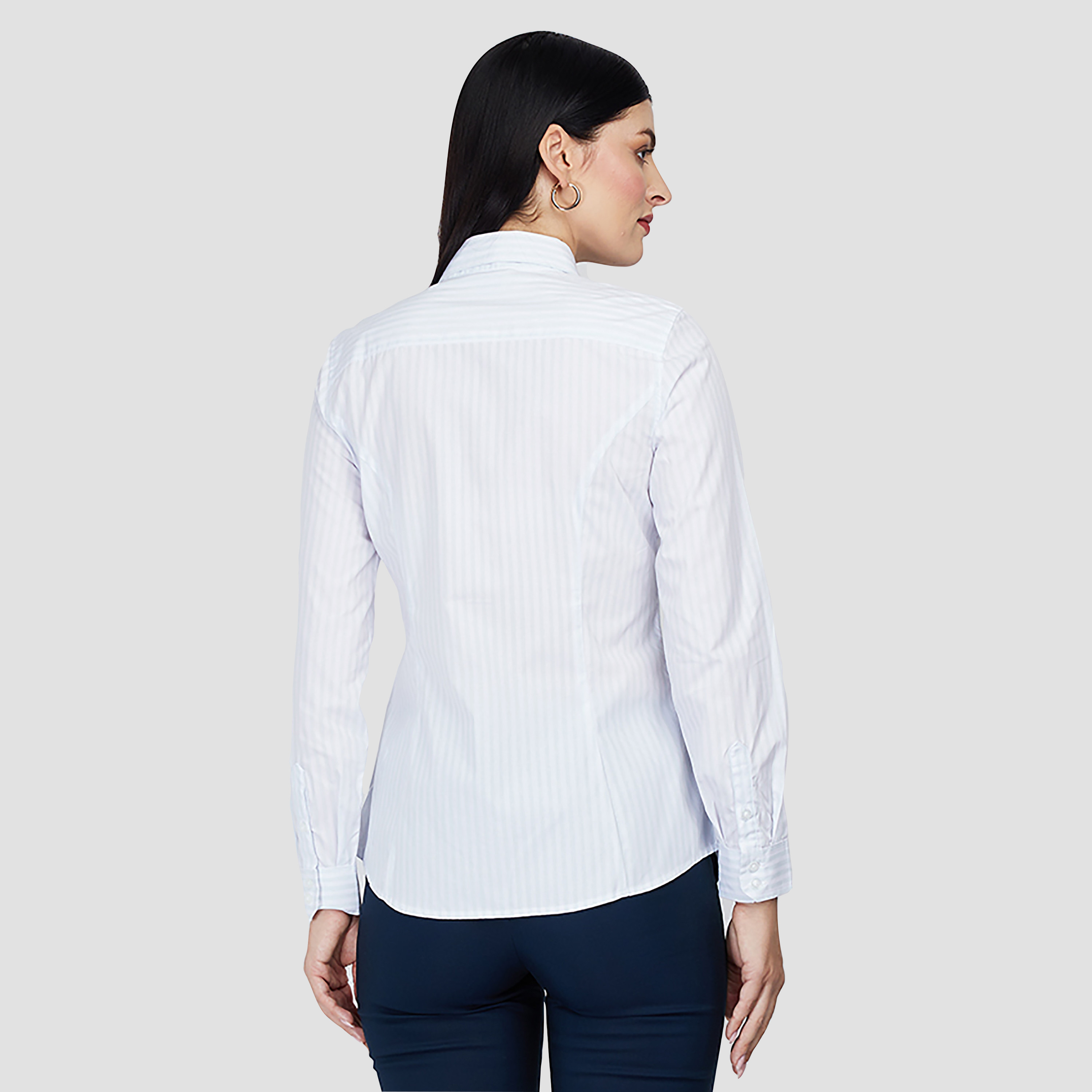 قميص نسائي مخطط بياقة وأكمام طويلة بقصة عادية من بيفرلي هيلز بولو كلوب-women-clothing-shirtsandblouses-shirts-image-4