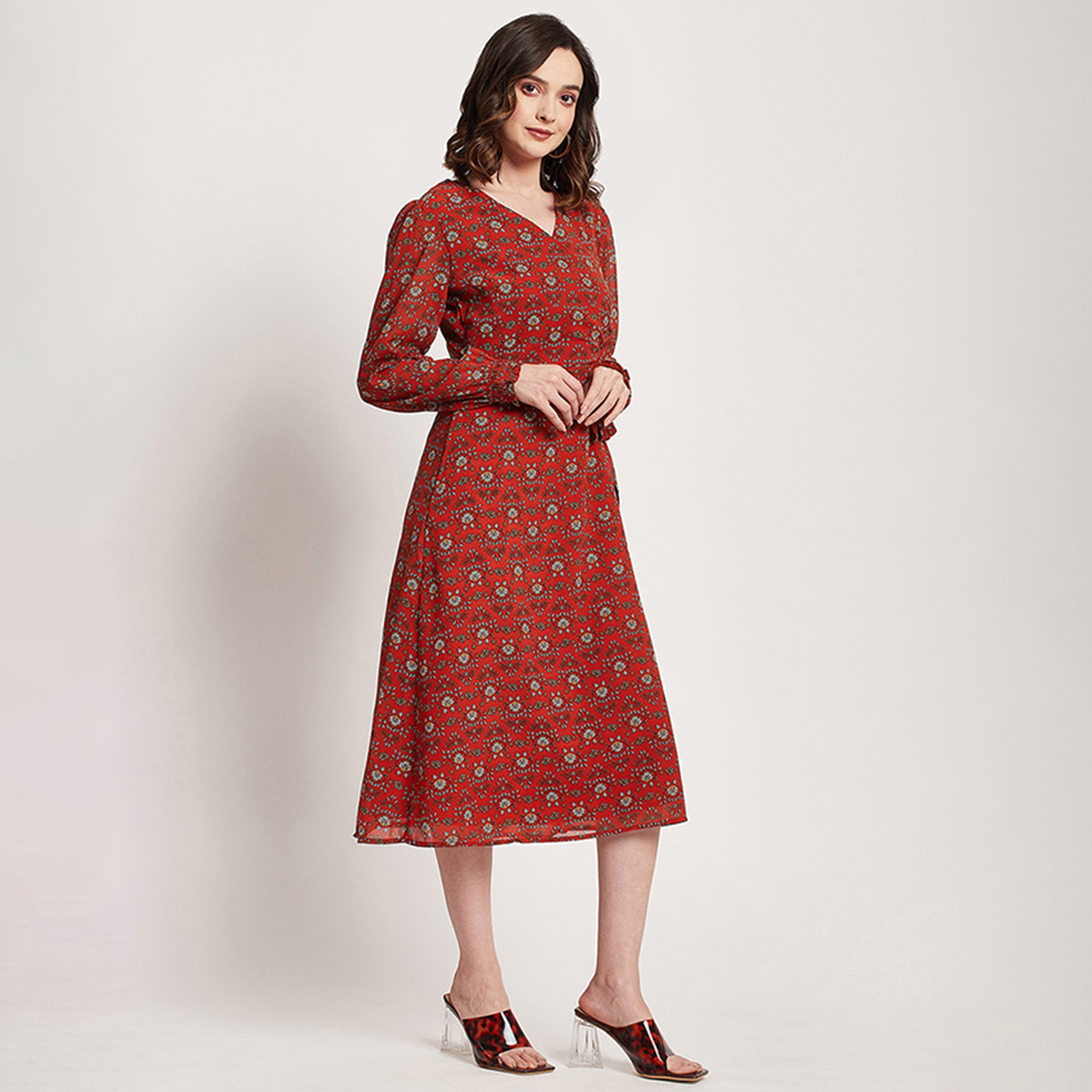 Beverly Hills Polo Club Printed V-Neck Wrap Midi Dress-women-clothing-dresses-image-3