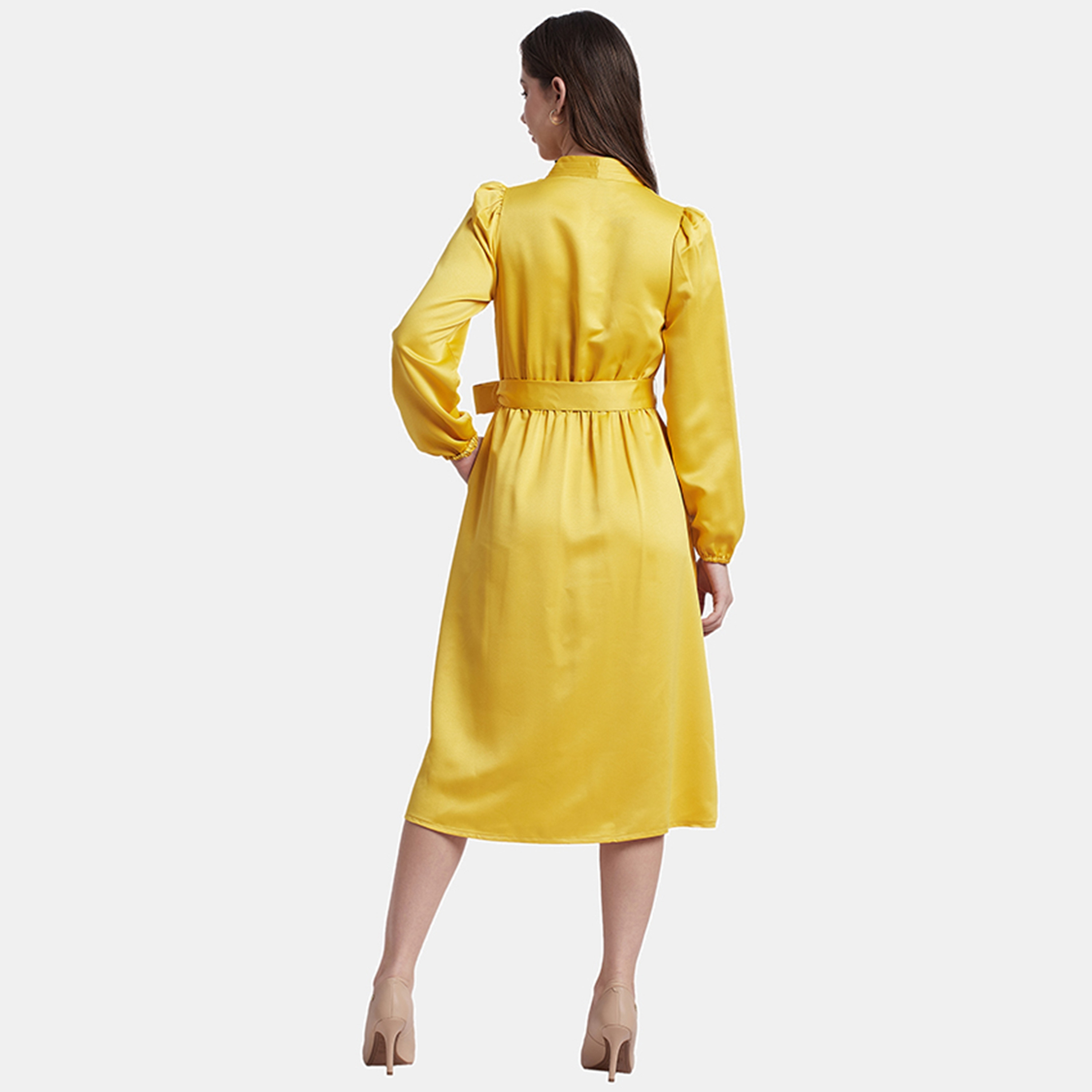 Beverly Hills Polo Club Plain V-Neck Belted Wrap Midi Dress-women-clothing-dresses-image-4