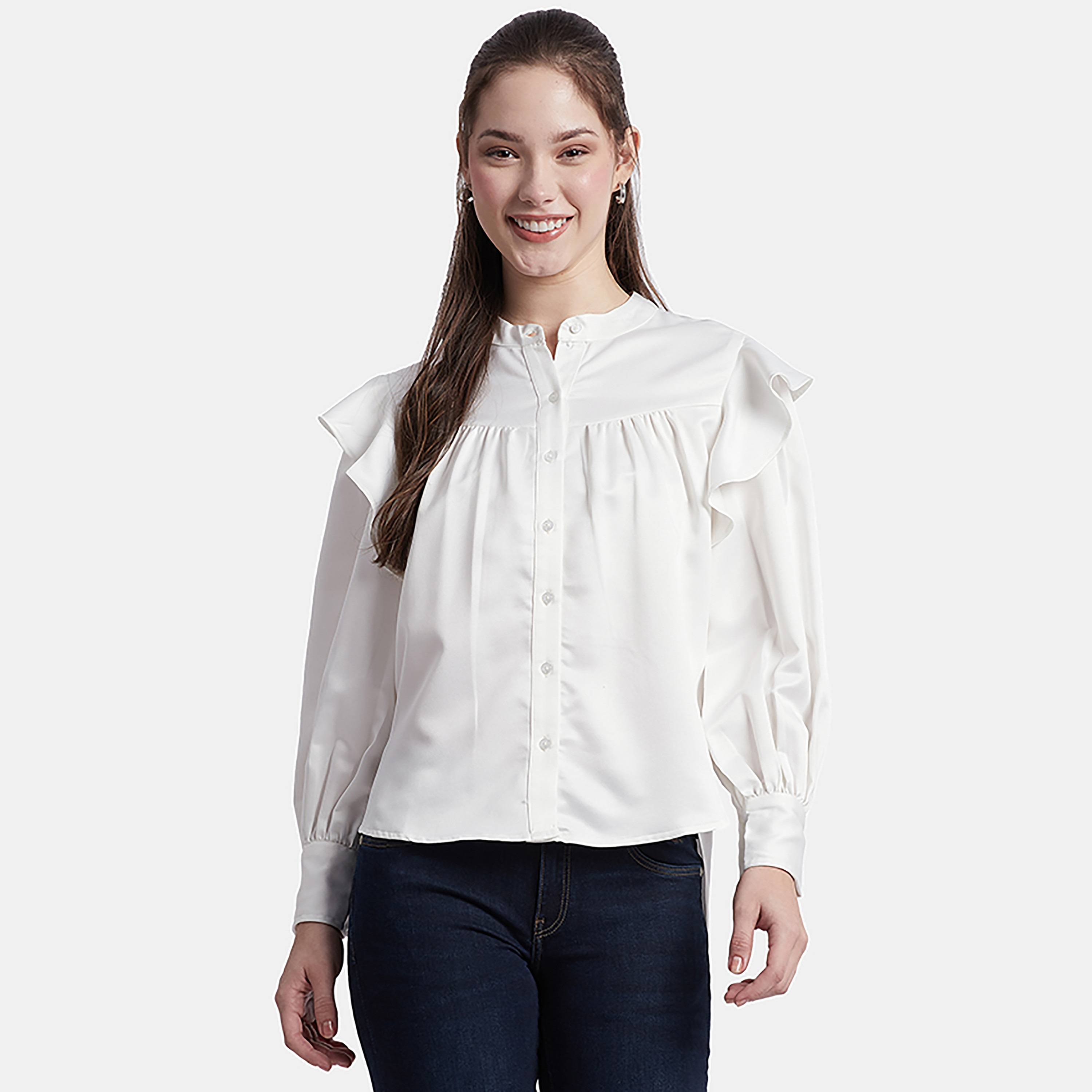 بيفرلي هيلز بولو كلوب-  قميص نسائي ماندرين سادة-women-clothing-shirtsandblouses-blouses-image-1