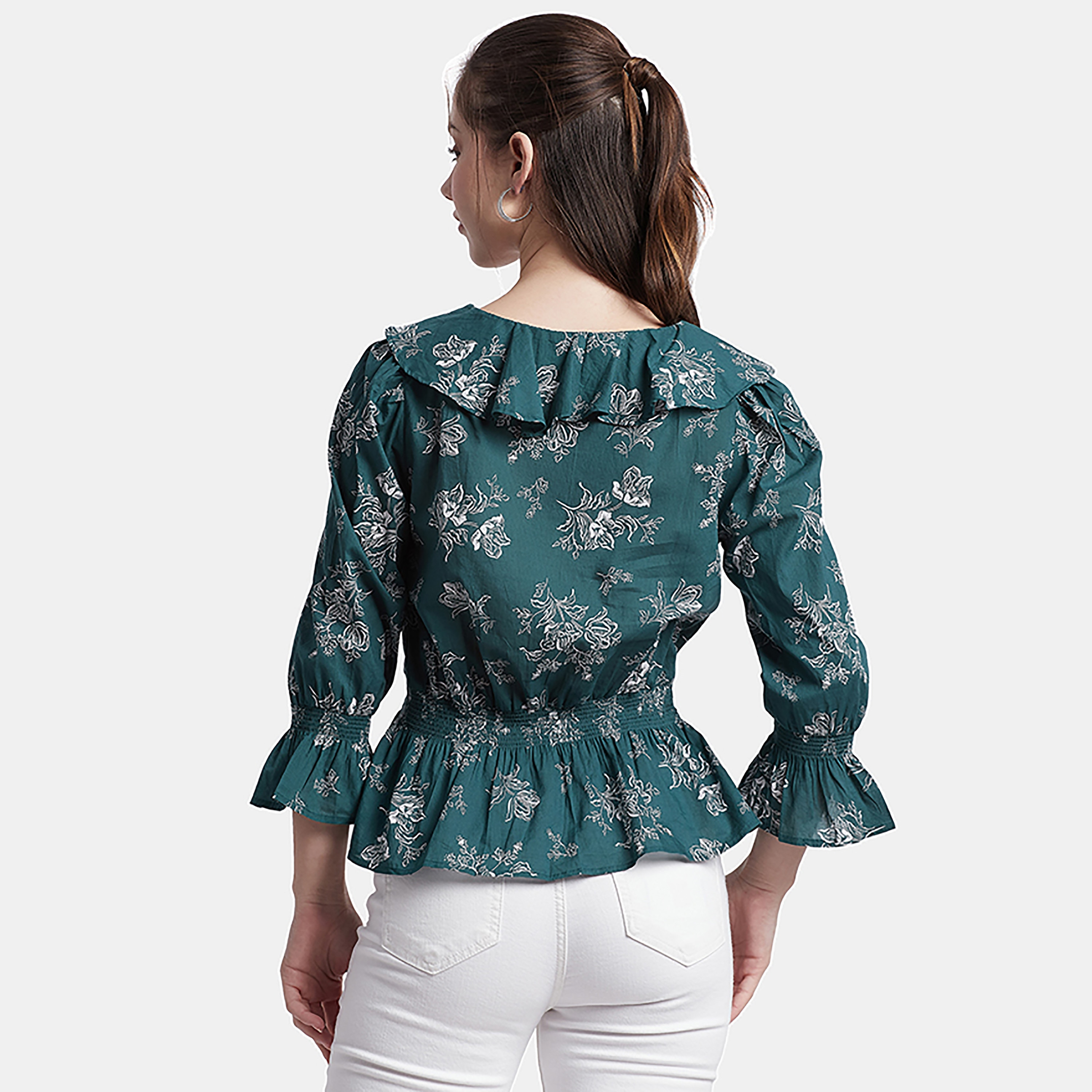 بلوزة بيفرلي هيلز بولو كلوب بياقة على شكل وى وأكمام ثلاثة أرباع وطبعات-women-clothing-shirtsandblouses-blouses-image-4