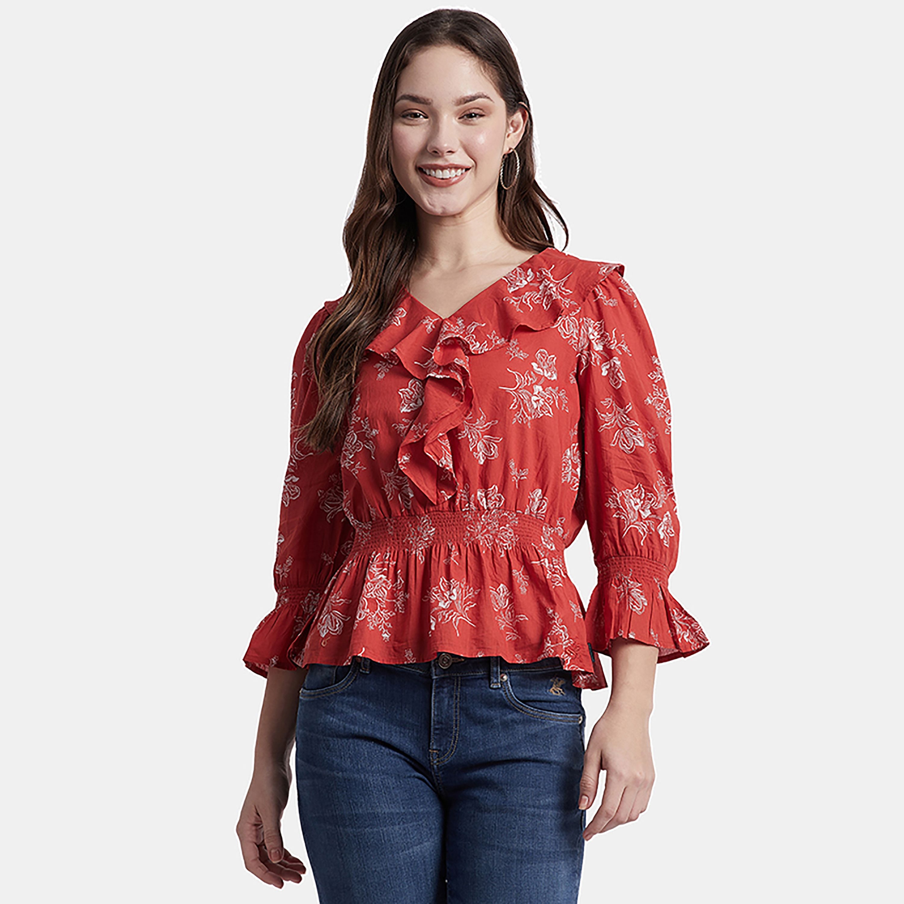 Beverly Hills Polo Club Printed V-Neck Three-Quarter Sleeves Top-PROMO_CP_BHPC_101125-image-1