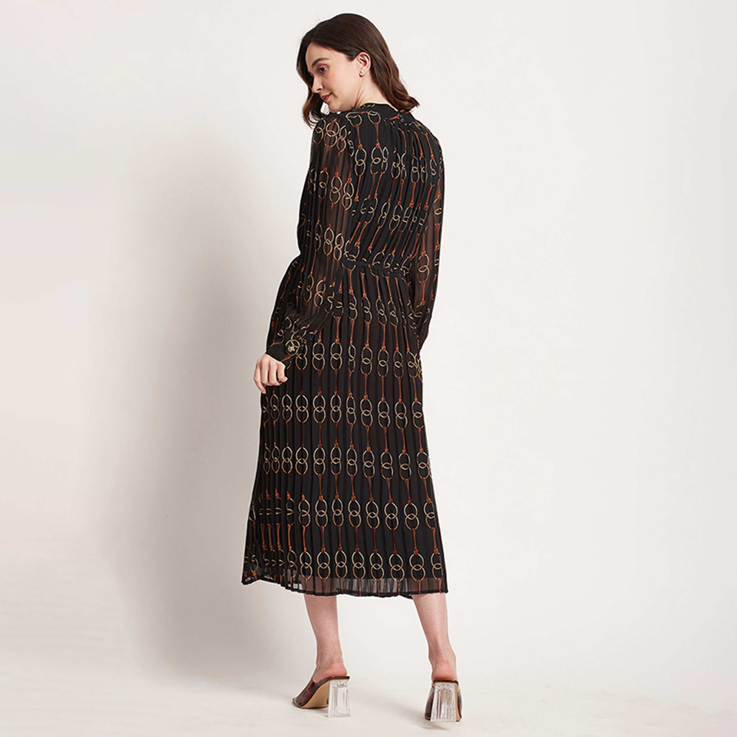 فستان ميدي بطيات بياقة موك مع مطبوع من بيفرلي هيلز بولو كلوب-women-clothing-dresses-image-4
