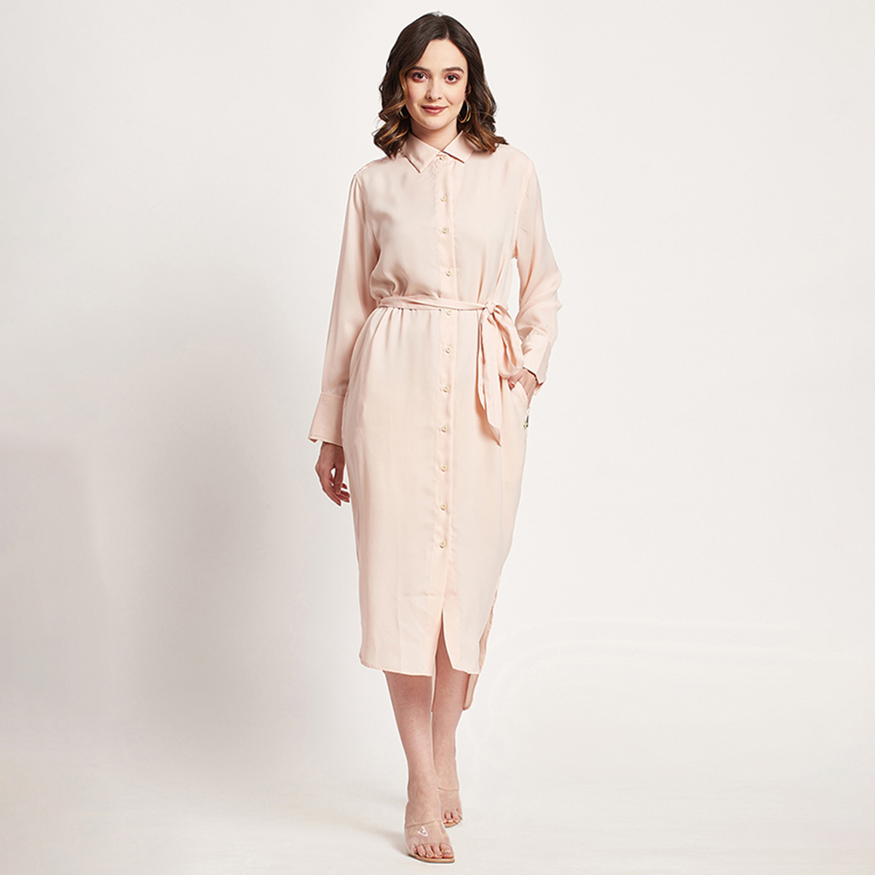 فستان قميص ذو ميدي مع ياقة سادة من بيفرلي هيلز بولو كلوب-women-clothing-dresses-image-5