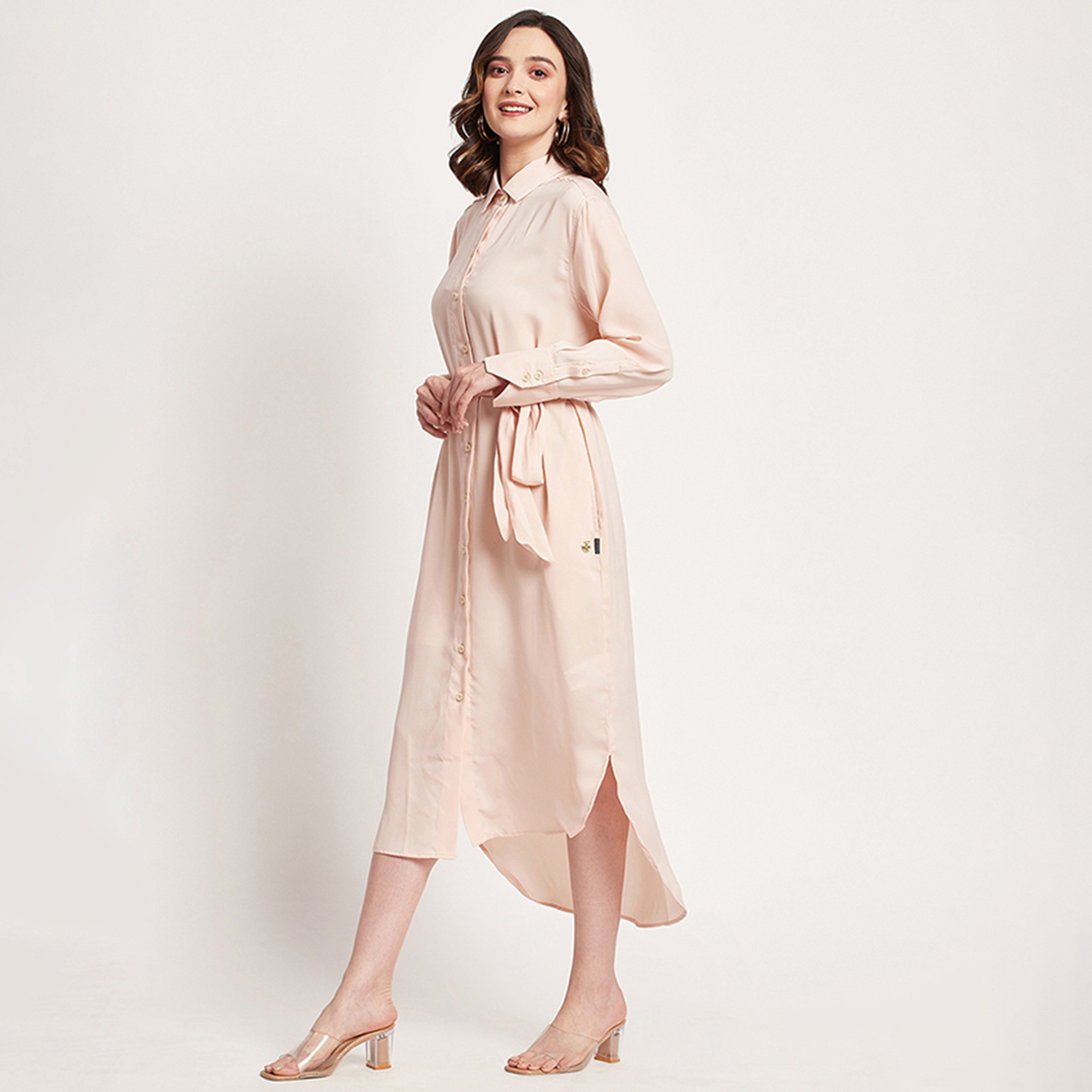 فستان قميص ذو ميدي مع ياقة سادة من بيفرلي هيلز بولو كلوب-women-clothing-dresses-image-6