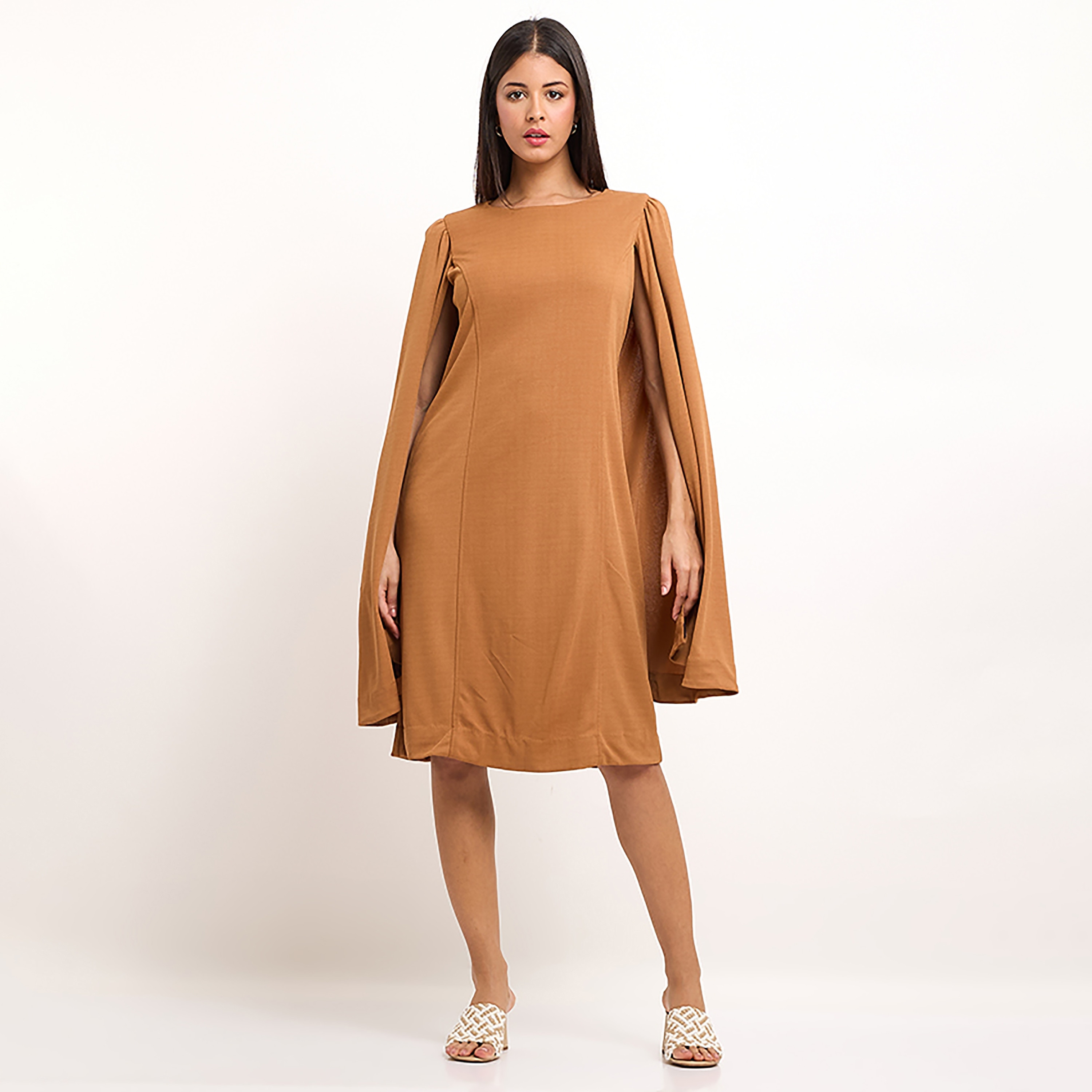 فستان ميدي ذو اى لاين بياقة دائرية سادة من بيفرلي هيلز بولو كلوب-women-clothing-dresses-image-9
