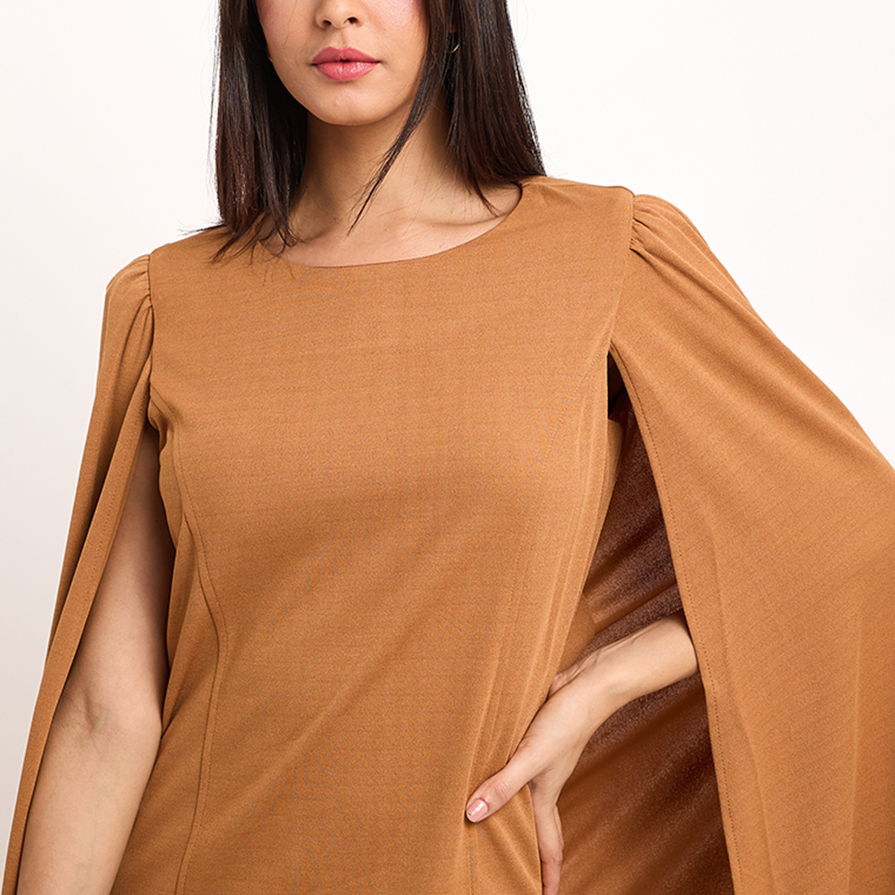 فستان ميدي ذو اى لاين بياقة دائرية سادة من بيفرلي هيلز بولو كلوب-women-clothing-dresses-image-10