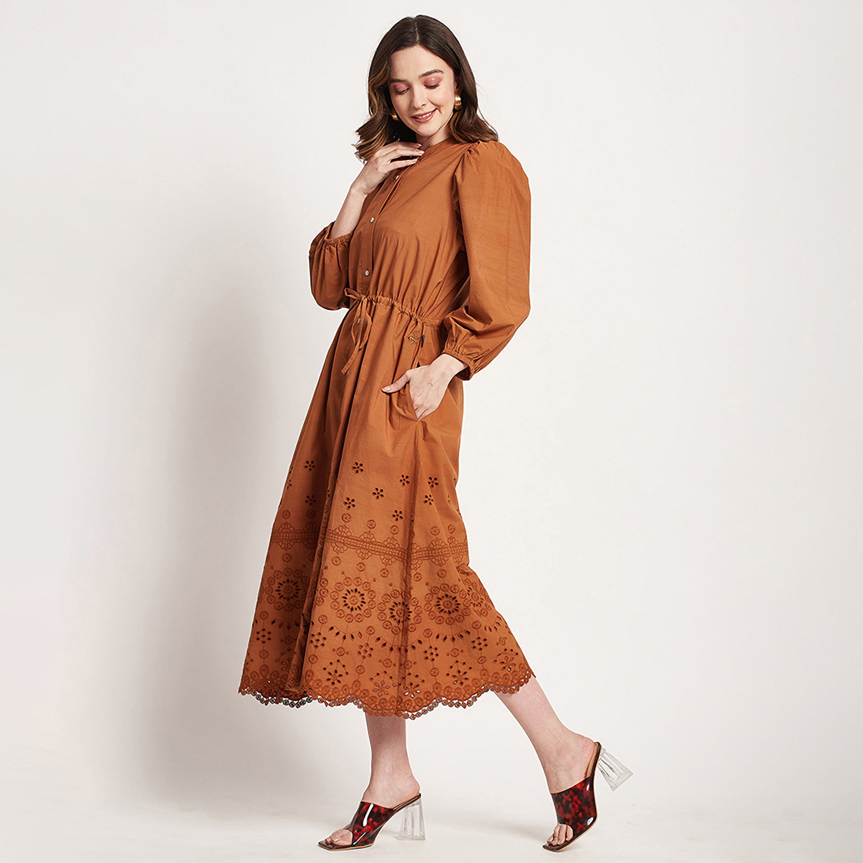 Beverly Hills Polo Club Embroidered Mandarin Collar Midi Shirt Dress-women-clothing-dresses-image-2