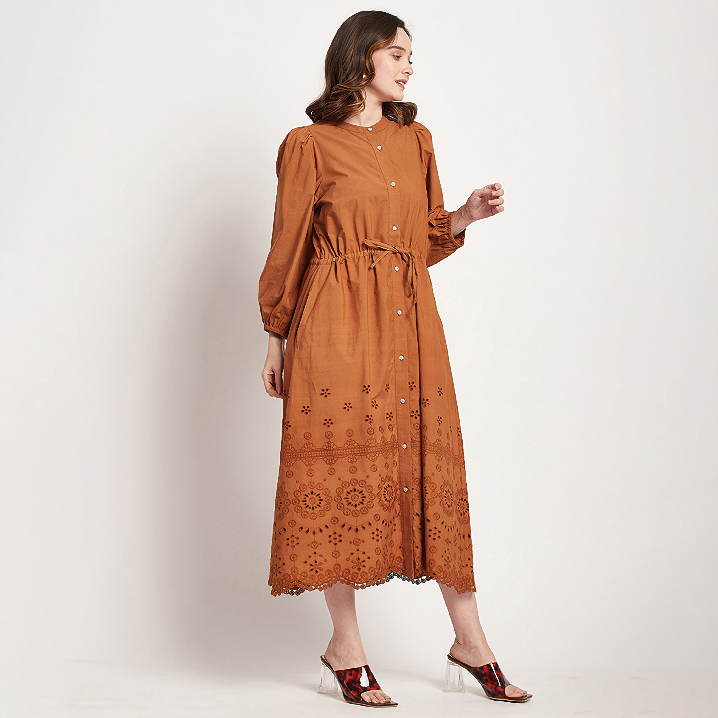 Beverly Hills Polo Club Embroidered Mandarin Collar Midi Shirt Dress-women-clothing-dresses-image-3