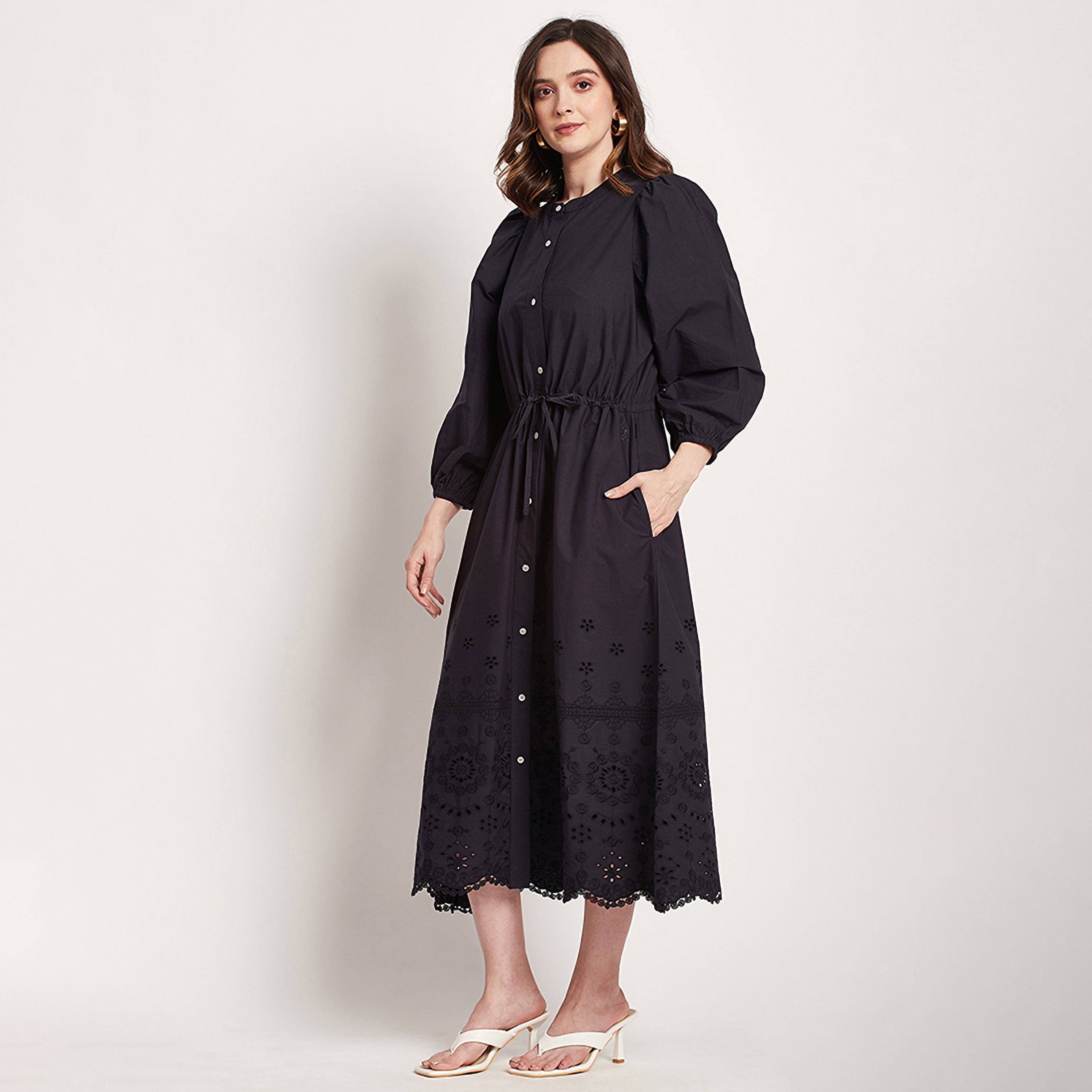 فستان قميص متوسط ​​الطول بيفرلي هيلز بولو كلوب مطرز بياقة ماندارين-women-clothing-dresses-image-2