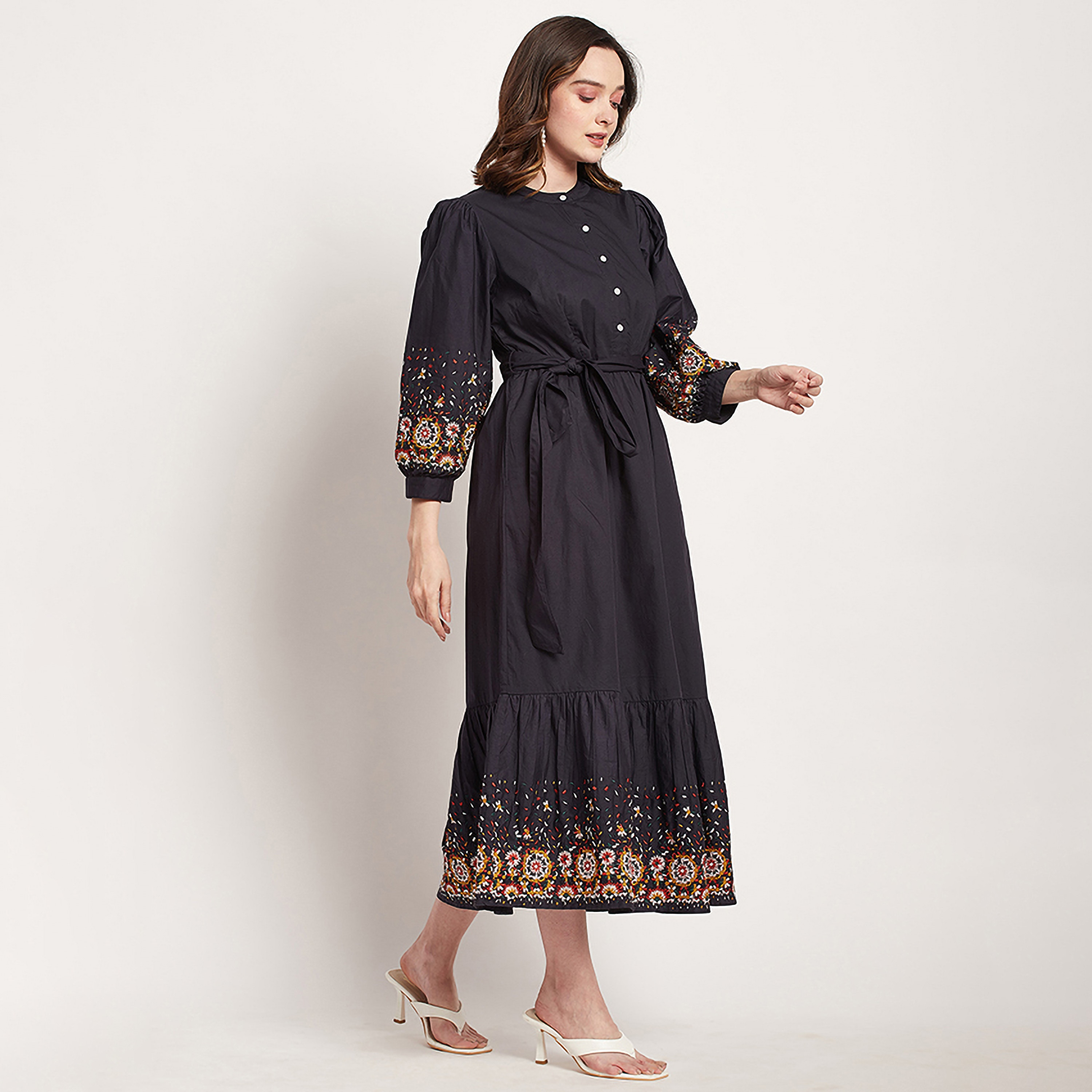 فستان قميص مطبوع ذو ميدي مع ياقة ماندارين من بيفرلي هيلز بولو كلوب-women-clothing-dresses-image-3
