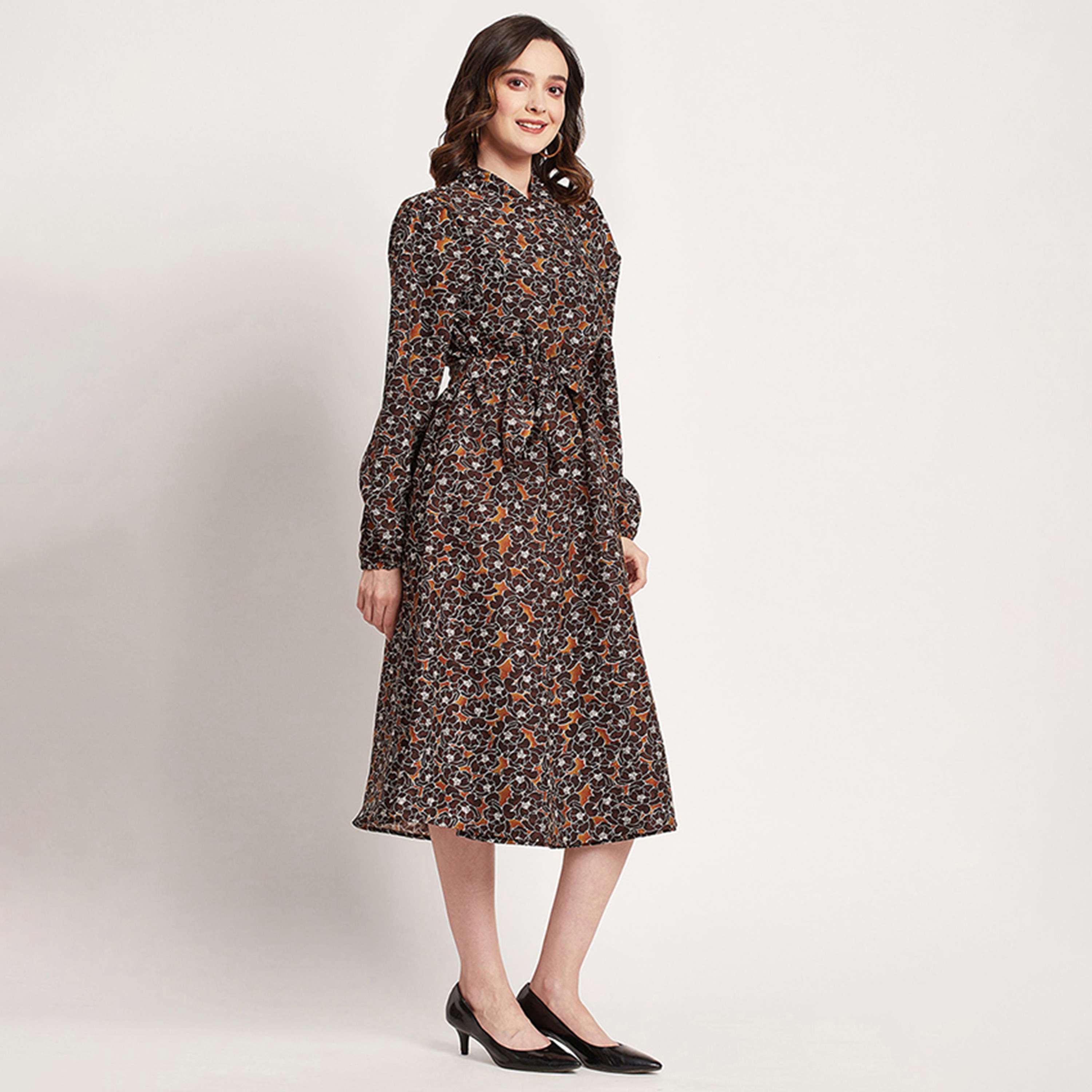 Beverly Hills Polo Club Printed V-Neck Fit and Flare Midi Dress-women-clothing-dresses-image-3
