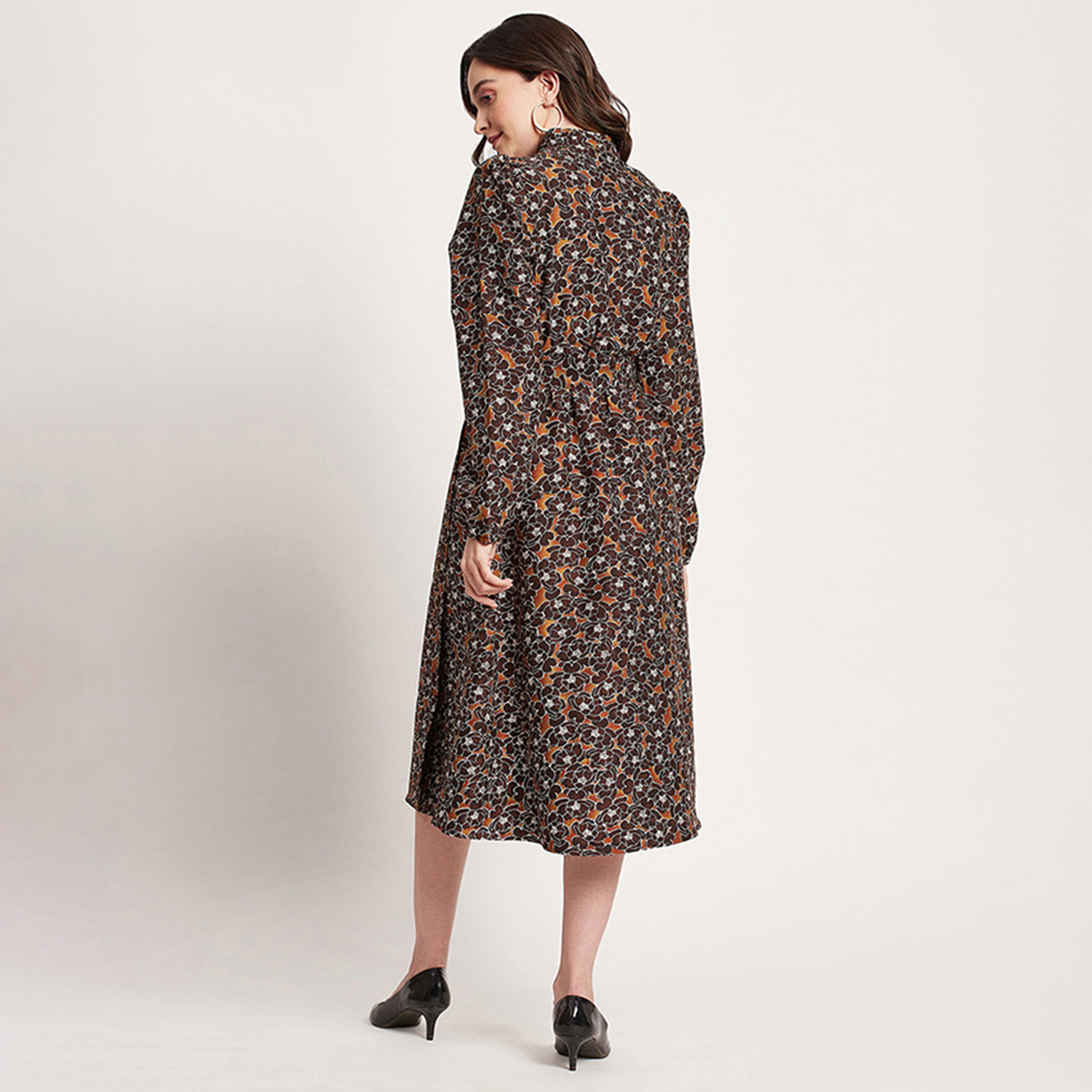 Beverly Hills Polo Club Printed V-Neck Fit and Flare Midi Dress-women-clothing-dresses-image-4