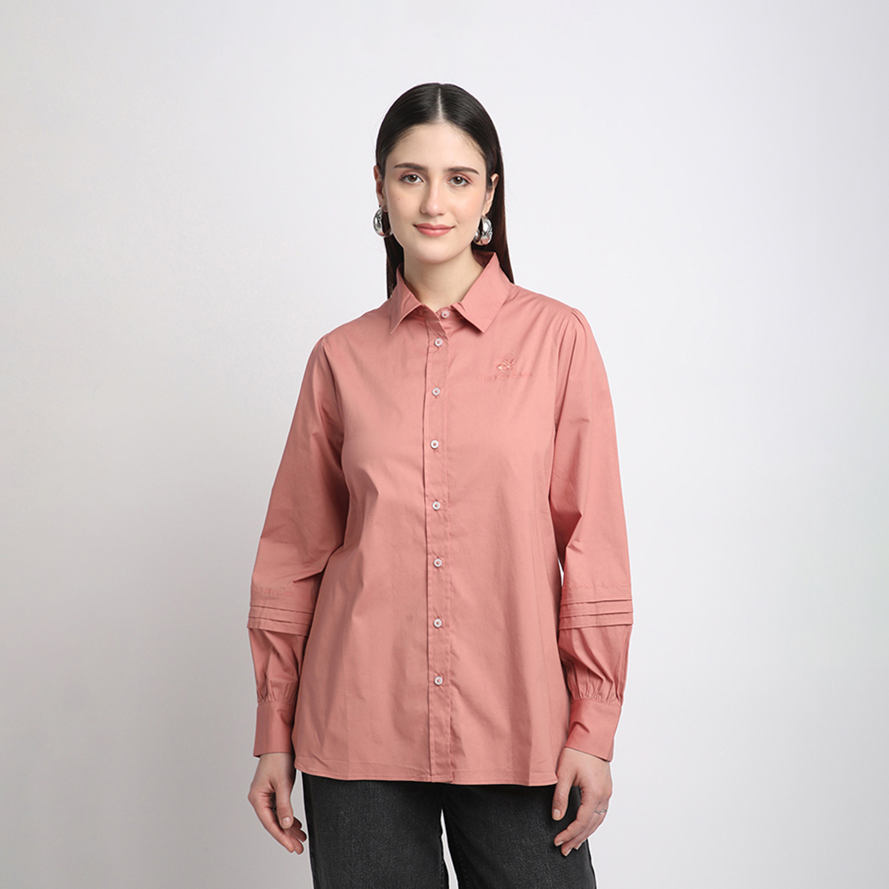 بيفرلي هيلز كلوب-  قميص للنساء بياقة وأكمام طويلة وأكمام مطوية-women-clothing-shirtsandblouses-shirts-image-1