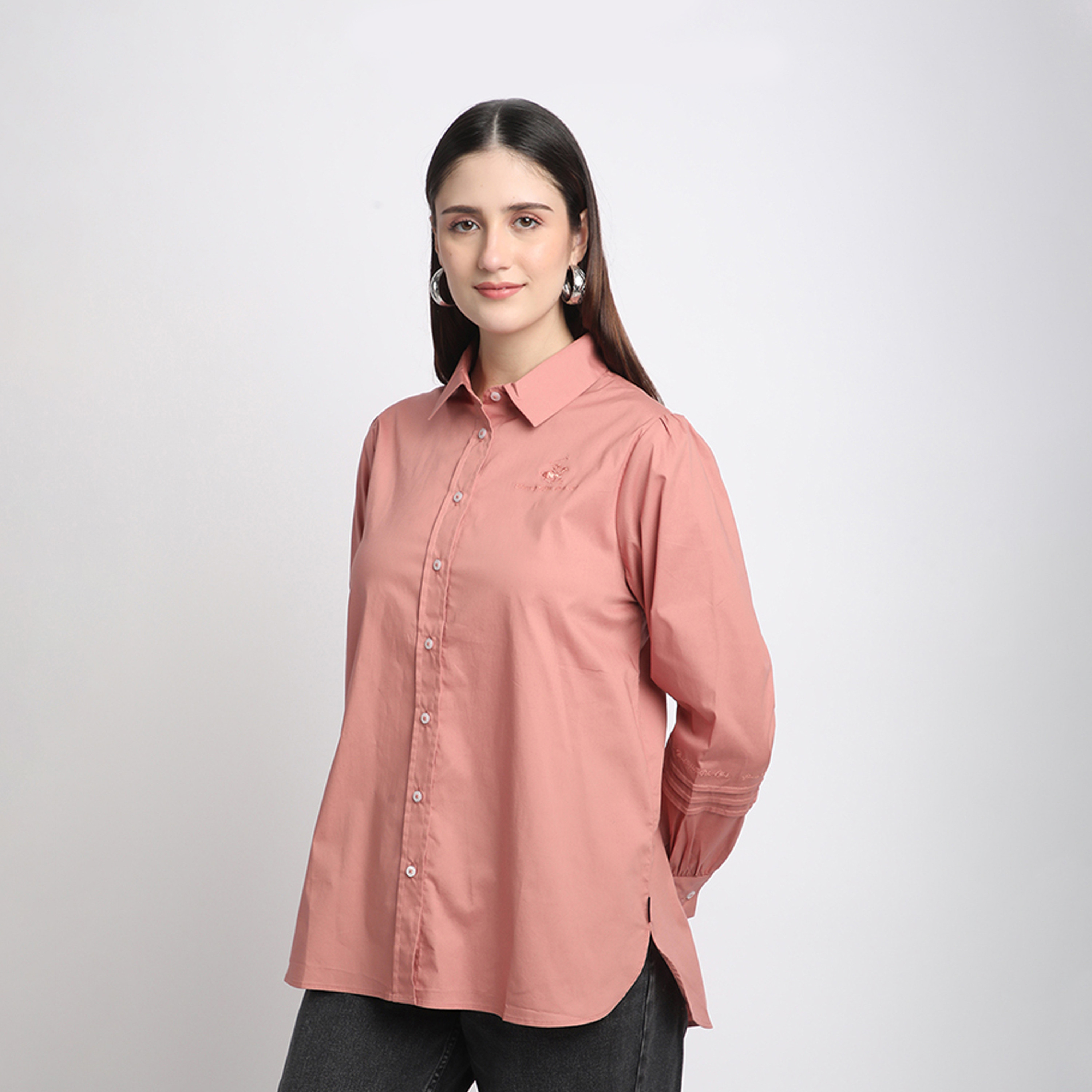 بيفرلي هيلز كلوب-  قميص للنساء بياقة وأكمام طويلة وأكمام مطوية-women-clothing-shirtsandblouses-shirts-image-2