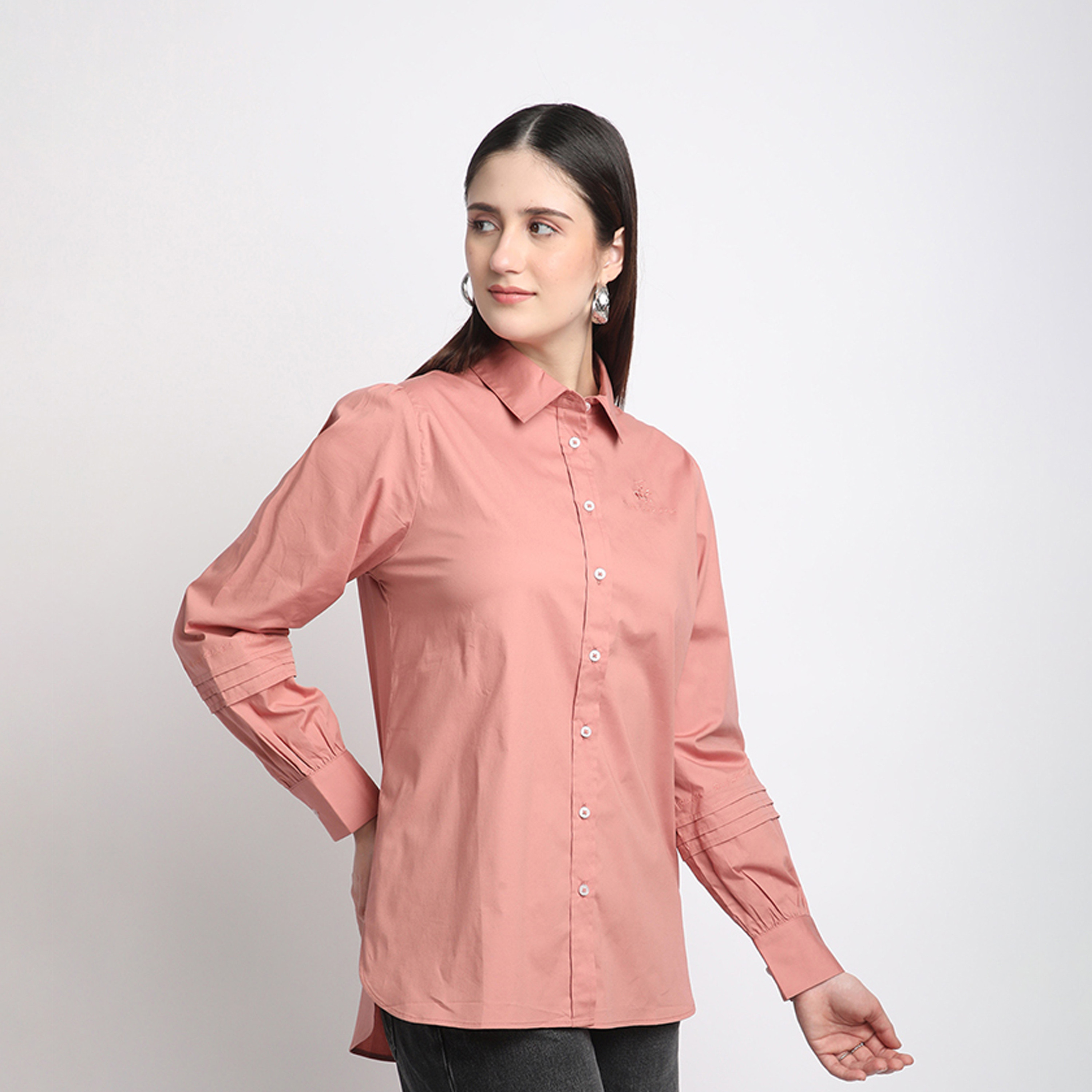 بيفرلي هيلز كلوب-  قميص للنساء بياقة وأكمام طويلة وأكمام مطوية-women-clothing-shirtsandblouses-shirts-image-3