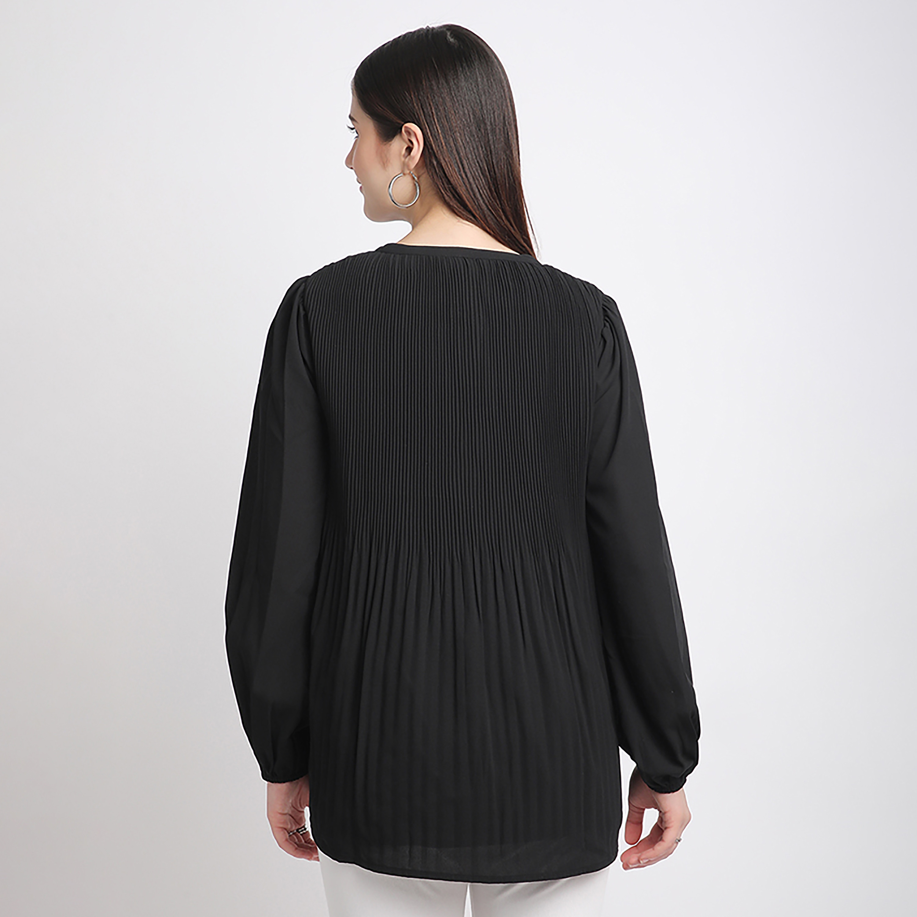 بيفرلي هيلز بولو كلوب بلوزة نسائية عادية بياقة دائرية وأكمام طويلة-women-clothing-shirtsandblouses-blouses-image-2