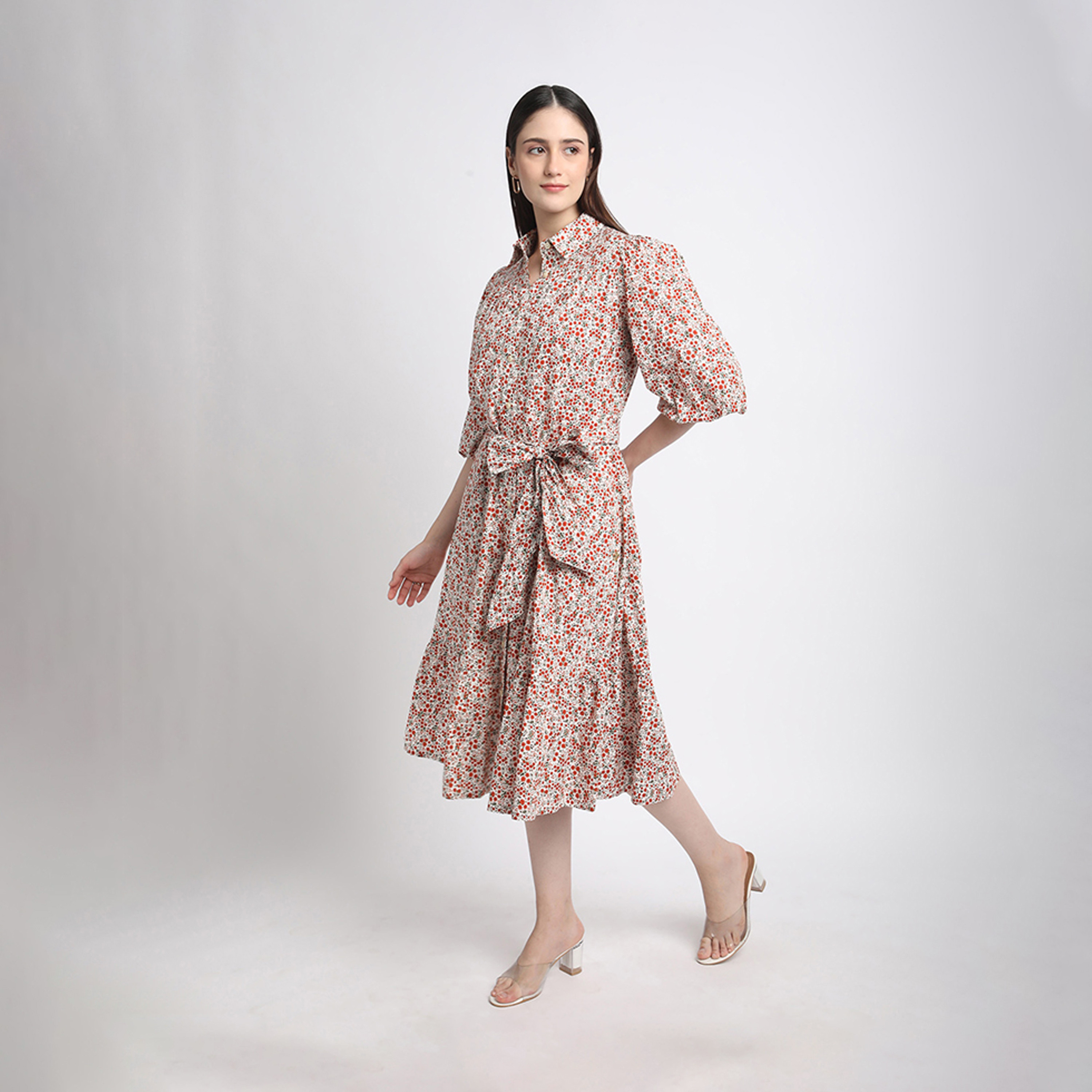 بيفرلي هيلز كلوب-  فستان متوسط ​​الطول بياقة وطبعة-women-clothing-dresses-image-2