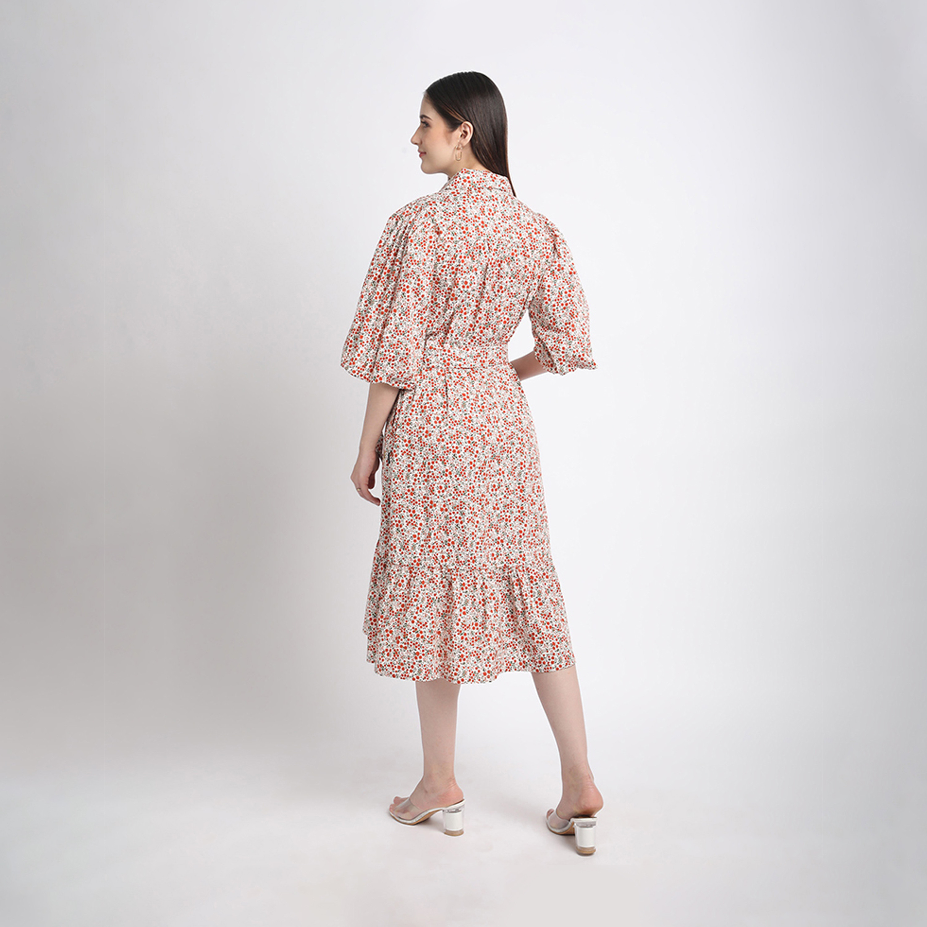 بيفرلي هيلز كلوب-  فستان متوسط ​​الطول بياقة وطبعة-women-clothing-dresses-image-4