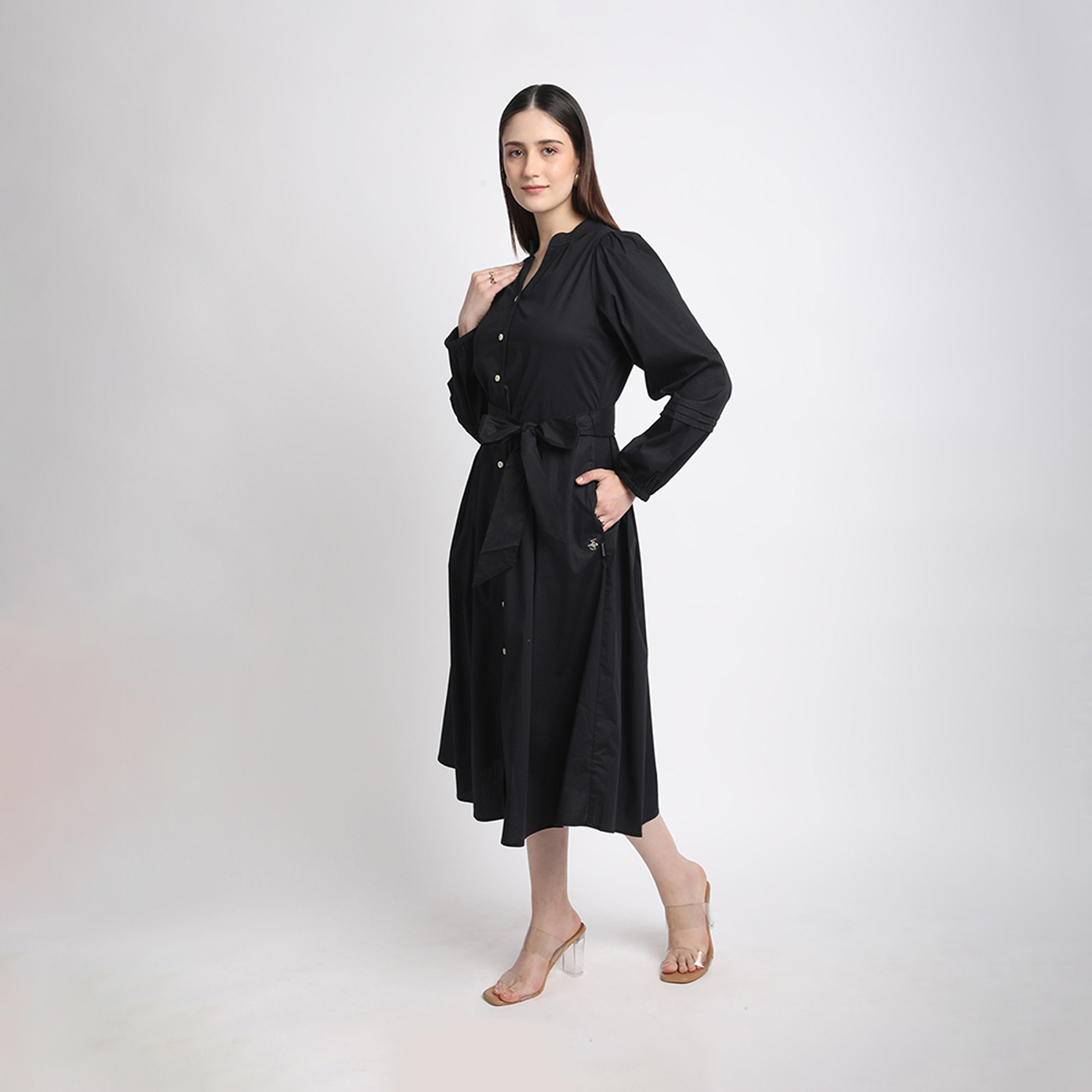 بيفرلي هيلز كلوب-  فستان قميص بياقة سادة-women-clothing-dresses-image-2