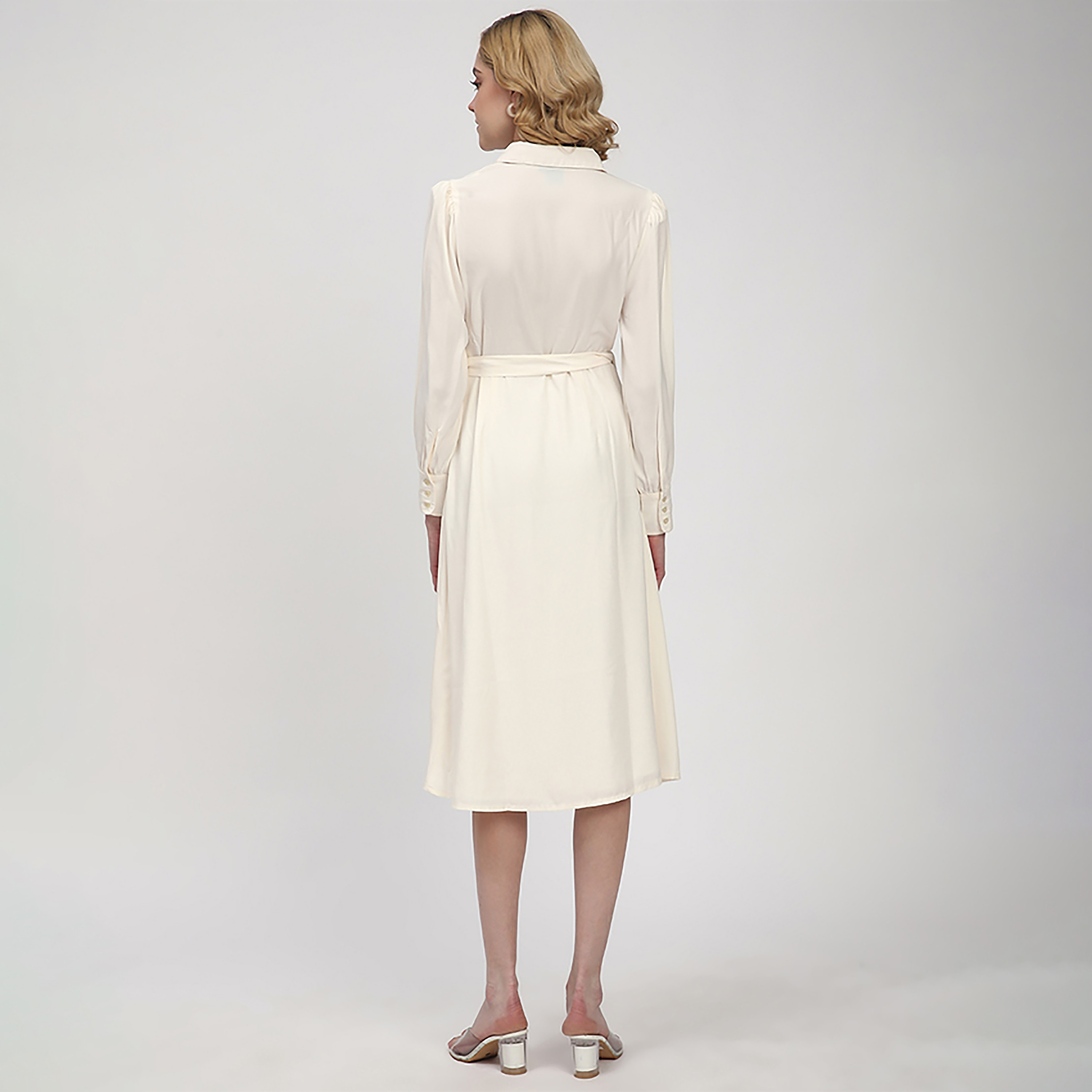 Beverly Hills Polo Club Collared Cuffed Sleeves Wrap Women's Midi Dress-women-clothing-dresses-image-4