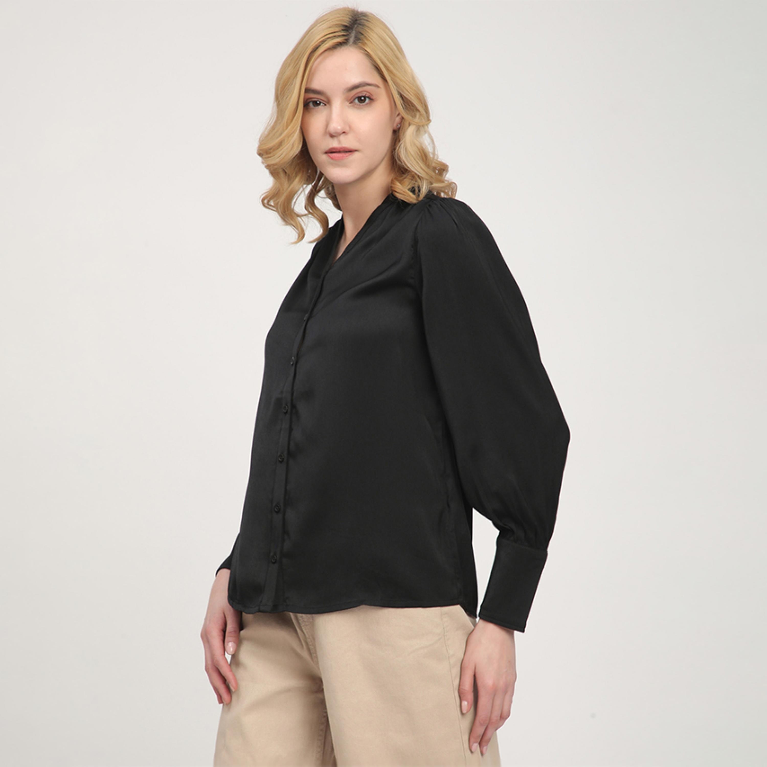 Beverly Hills Polo Club Regular Fit Plain V-Neck Long Sleeves Women's Shirt-women-clothing-shirtsandblouses-shirts-image-2