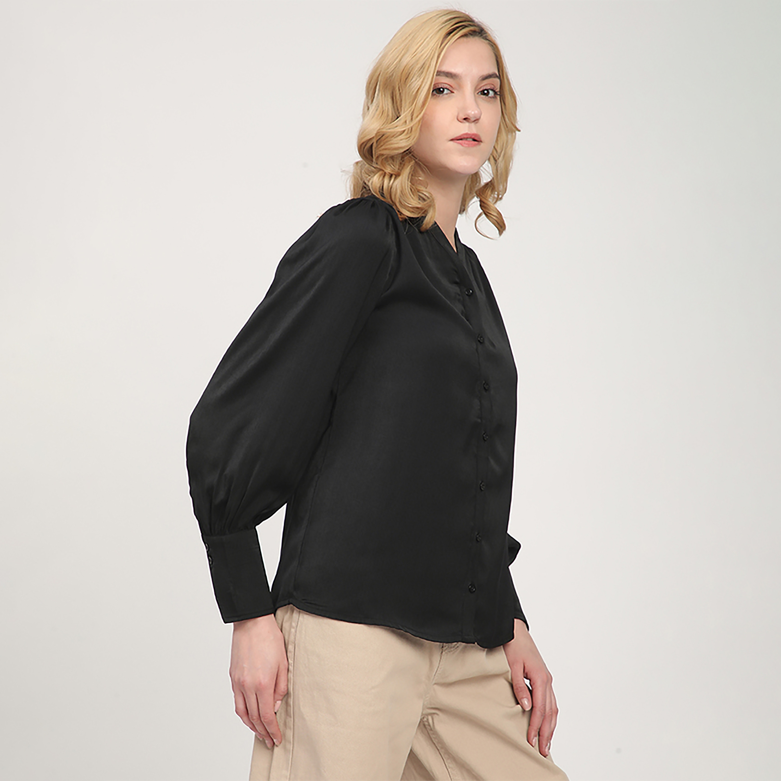 Beverly Hills Polo Club Regular Fit Plain V-Neck Long Sleeves Women's Shirt-women-clothing-shirtsandblouses-shirts-image-3