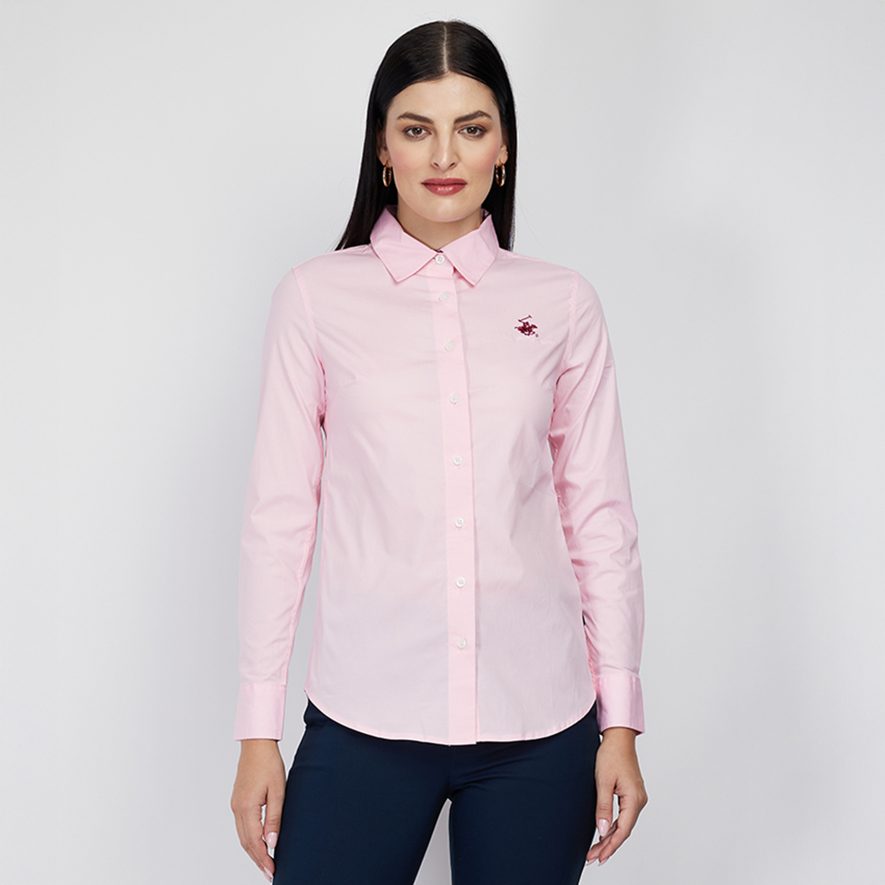 Beverly Hills Polo Club Logo Classic Collar Long Sleeves Casual Shirt-women-clothing-shirtsandblouses-blouses-image-1