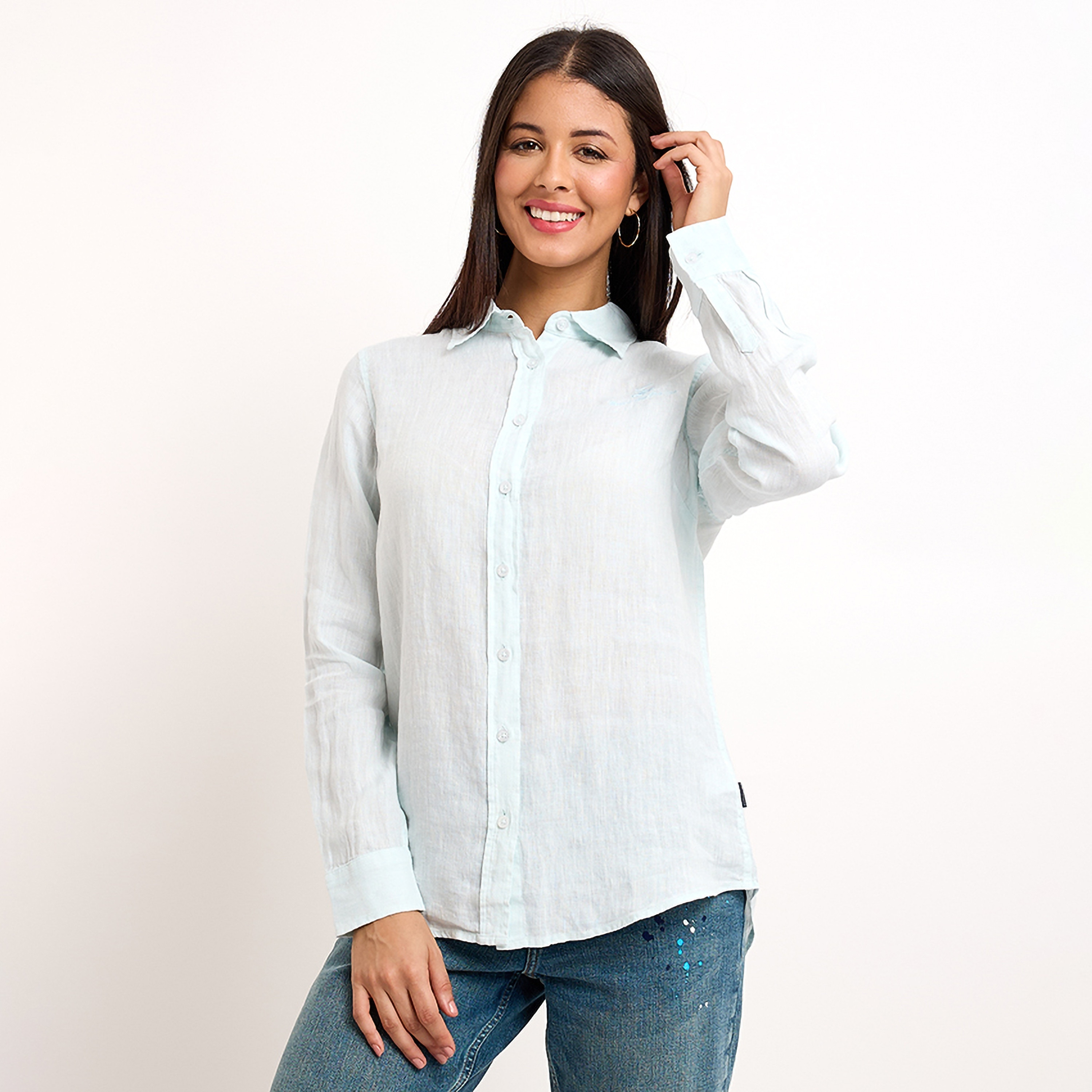 Beverly Hills Polo Club Plain Collared Long Sleeves Women's Shirt-women-clothing-shirtsandblouses-shirts-image-13