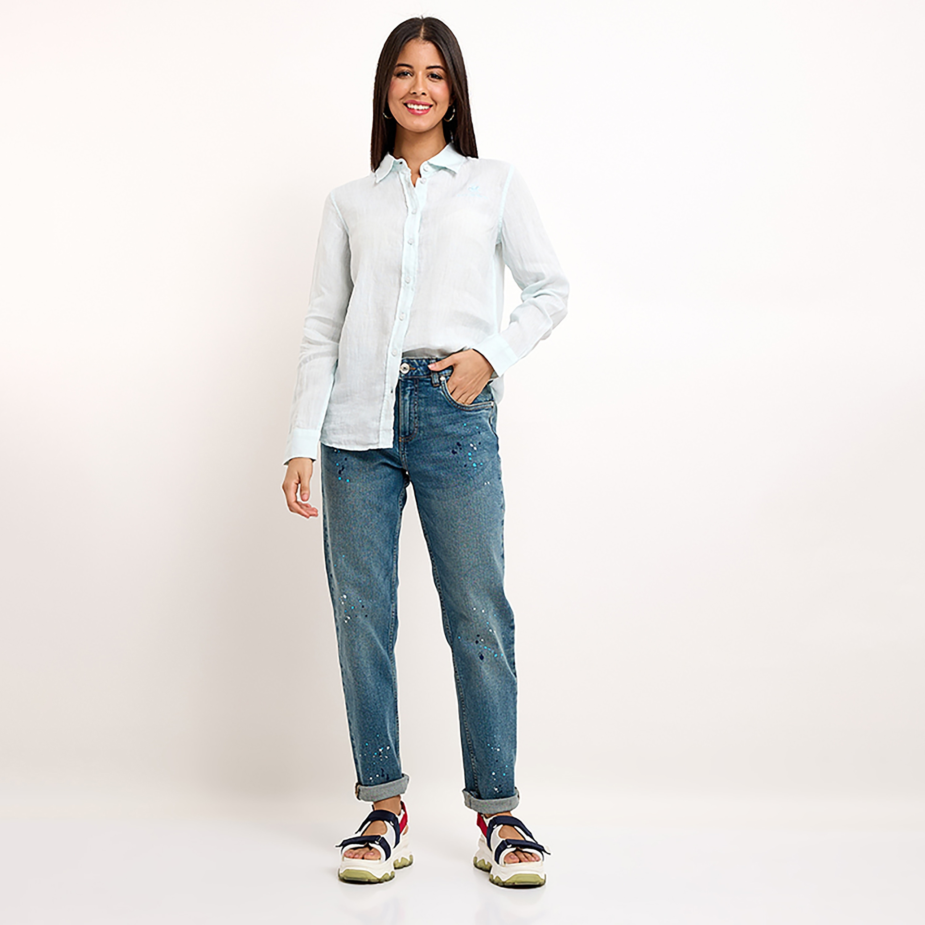 Beverly Hills Polo Club Plain Collared Long Sleeves Women's Shirt-women-clothing-shirtsandblouses-shirts-image-16