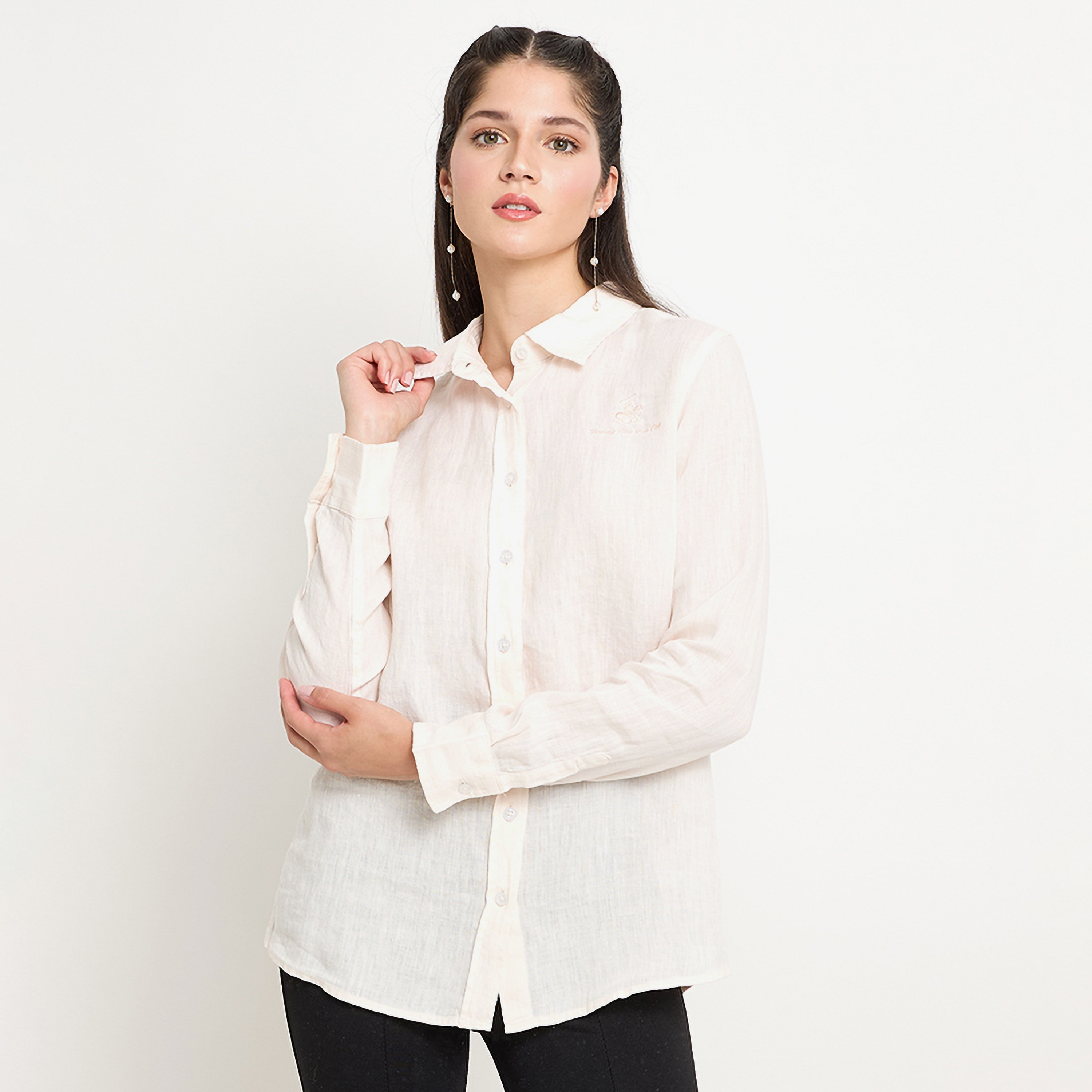 Beverly Hills Polo Club Plain Collared Long Sleeves Women's Shirt-women-clothing-shirtsandblouses-shirts-image-9