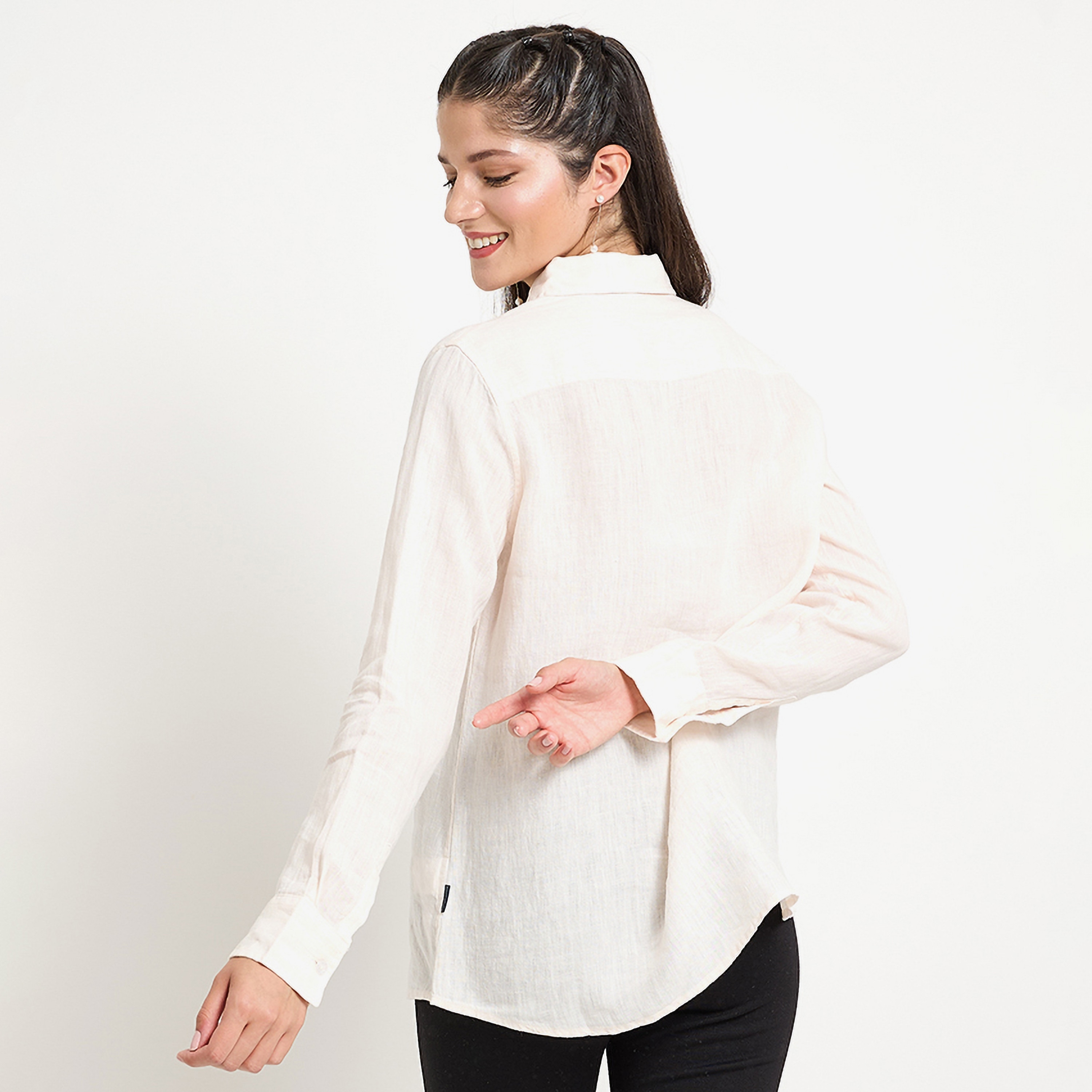 Beverly Hills Polo Club Plain Collared Long Sleeves Women's Shirt-women-clothing-shirtsandblouses-shirts-image-11