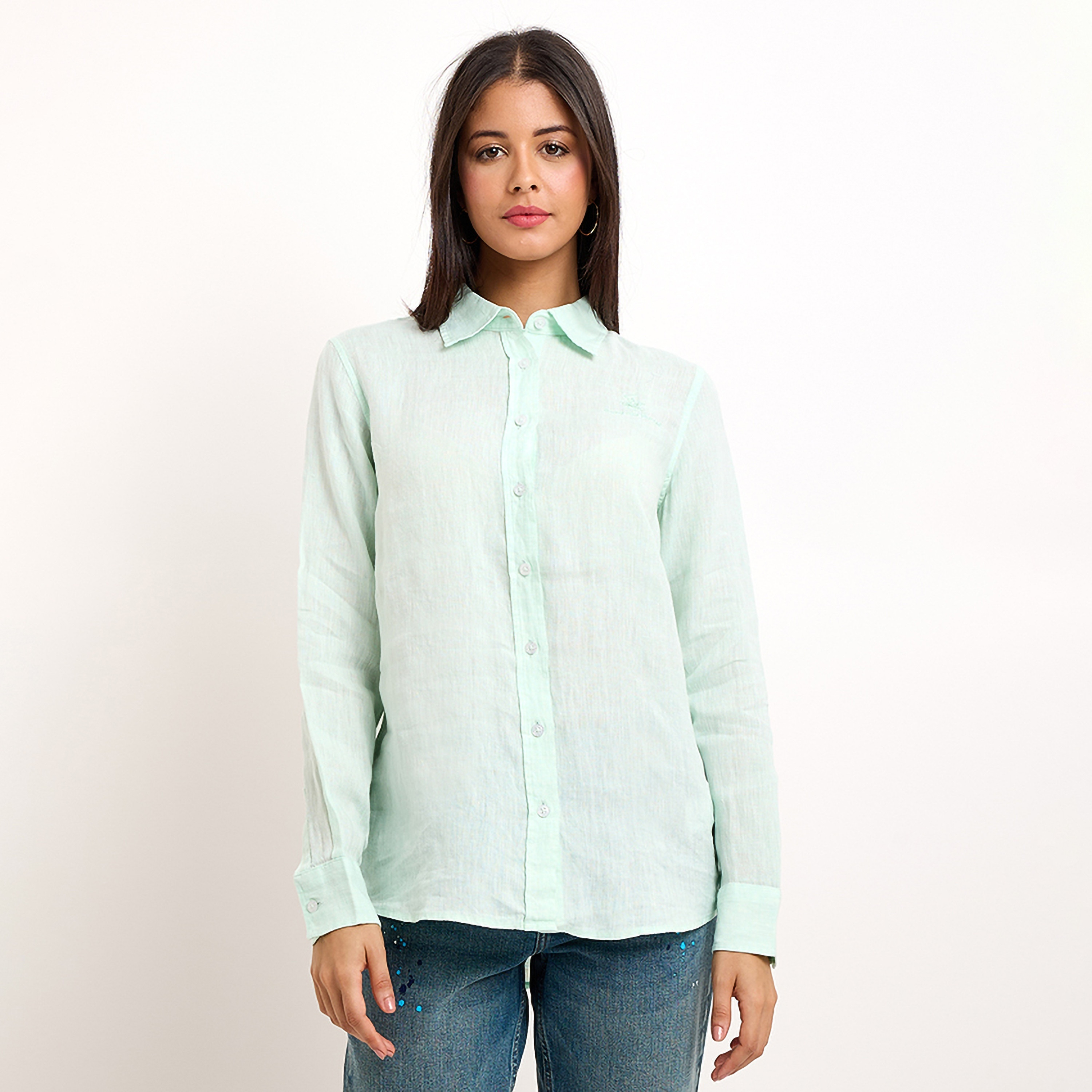 Beverly Hills Polo Club Plain Collared Long Sleeves Women's Shirt-women-clothing-shirtsandblouses-shirts-image-5