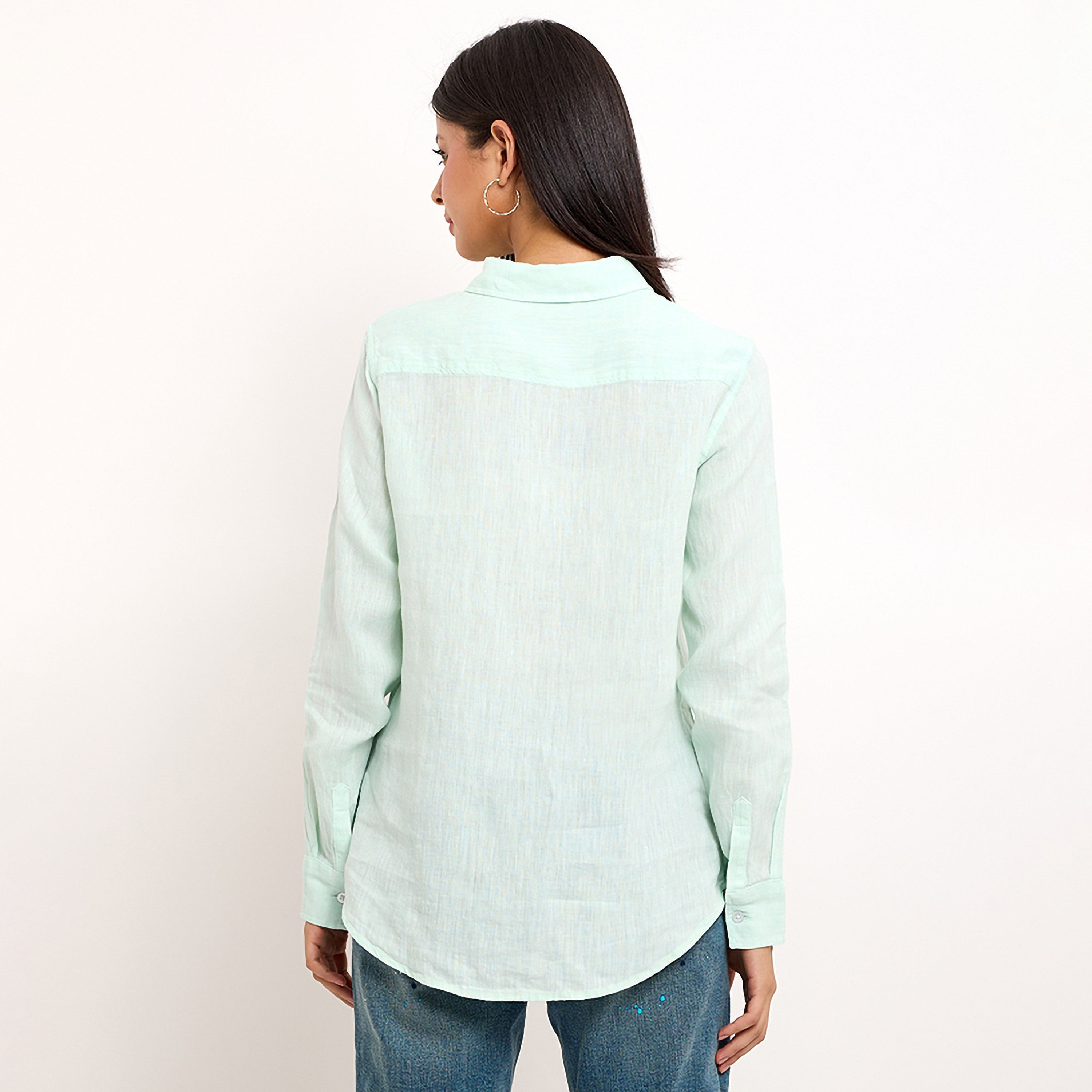 Beverly Hills Polo Club Plain Collared Long Sleeves Women's Shirt-women-clothing-shirtsandblouses-shirts-image-7