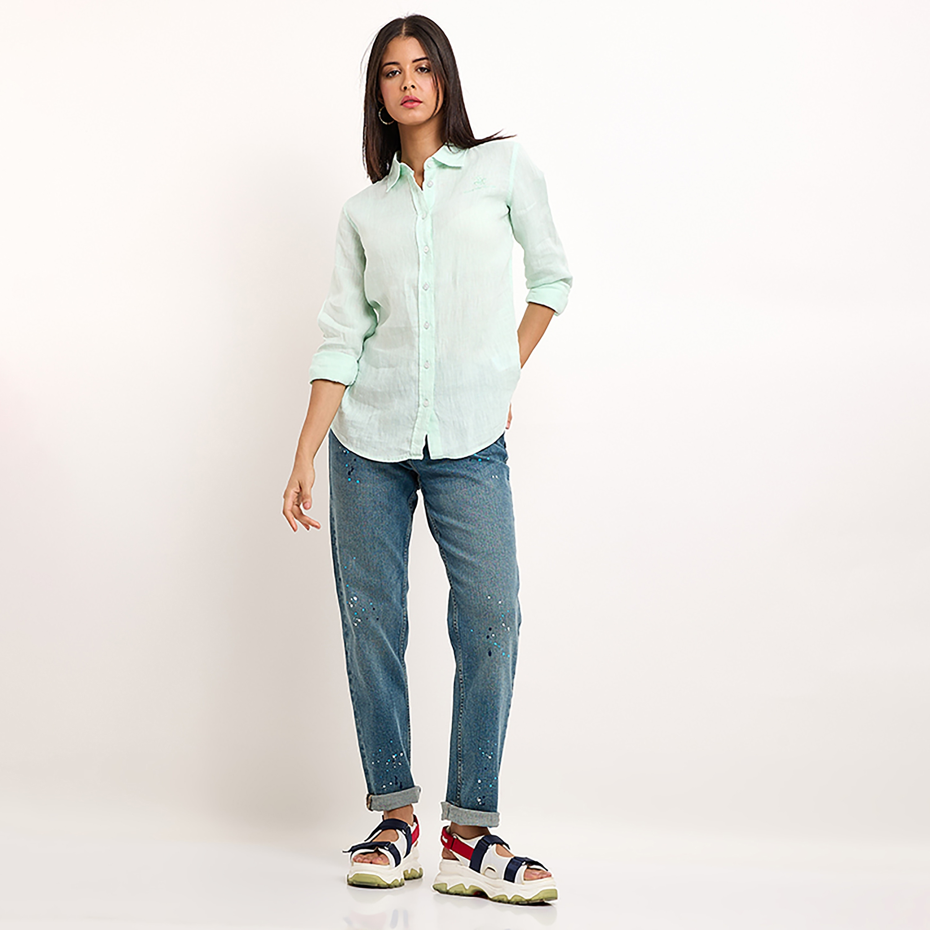 Beverly Hills Polo Club Plain Collared Long Sleeves Women's Shirt-women-clothing-shirtsandblouses-shirts-image-8