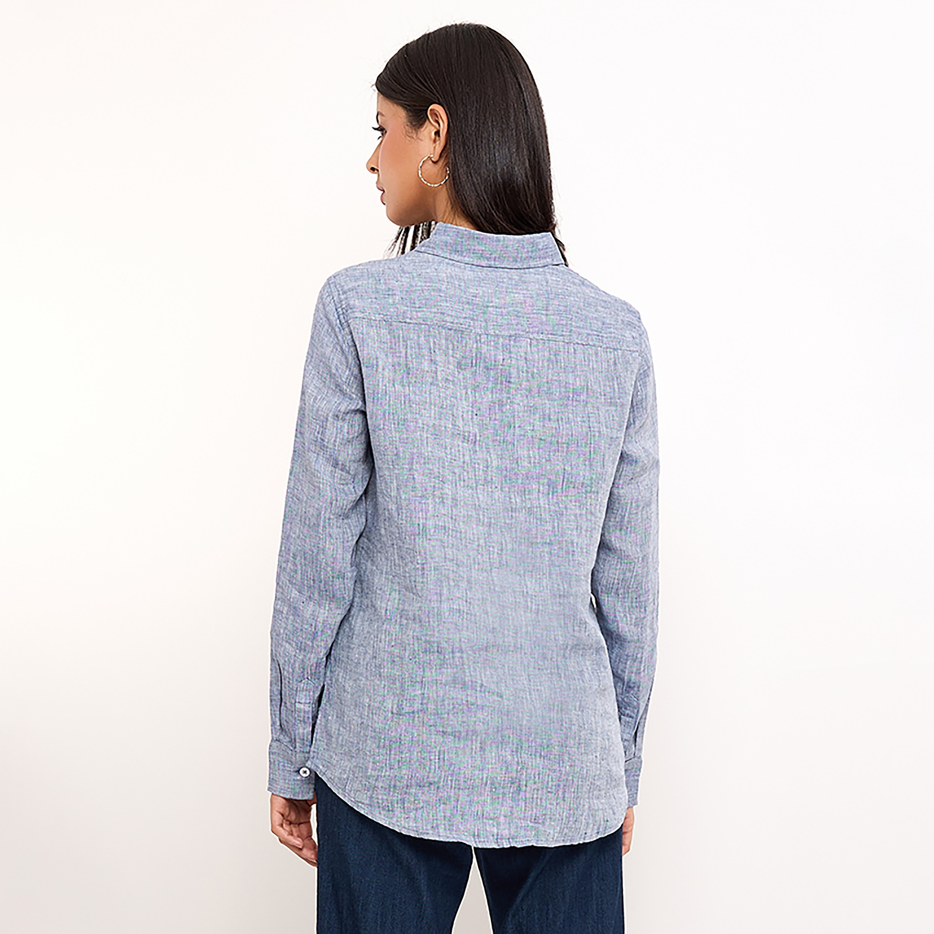 Beverly Hills Polo Club Plain Collared Long Sleeves Women's Shirt-women-clothing-shirtsandblouses-shirts-image-3