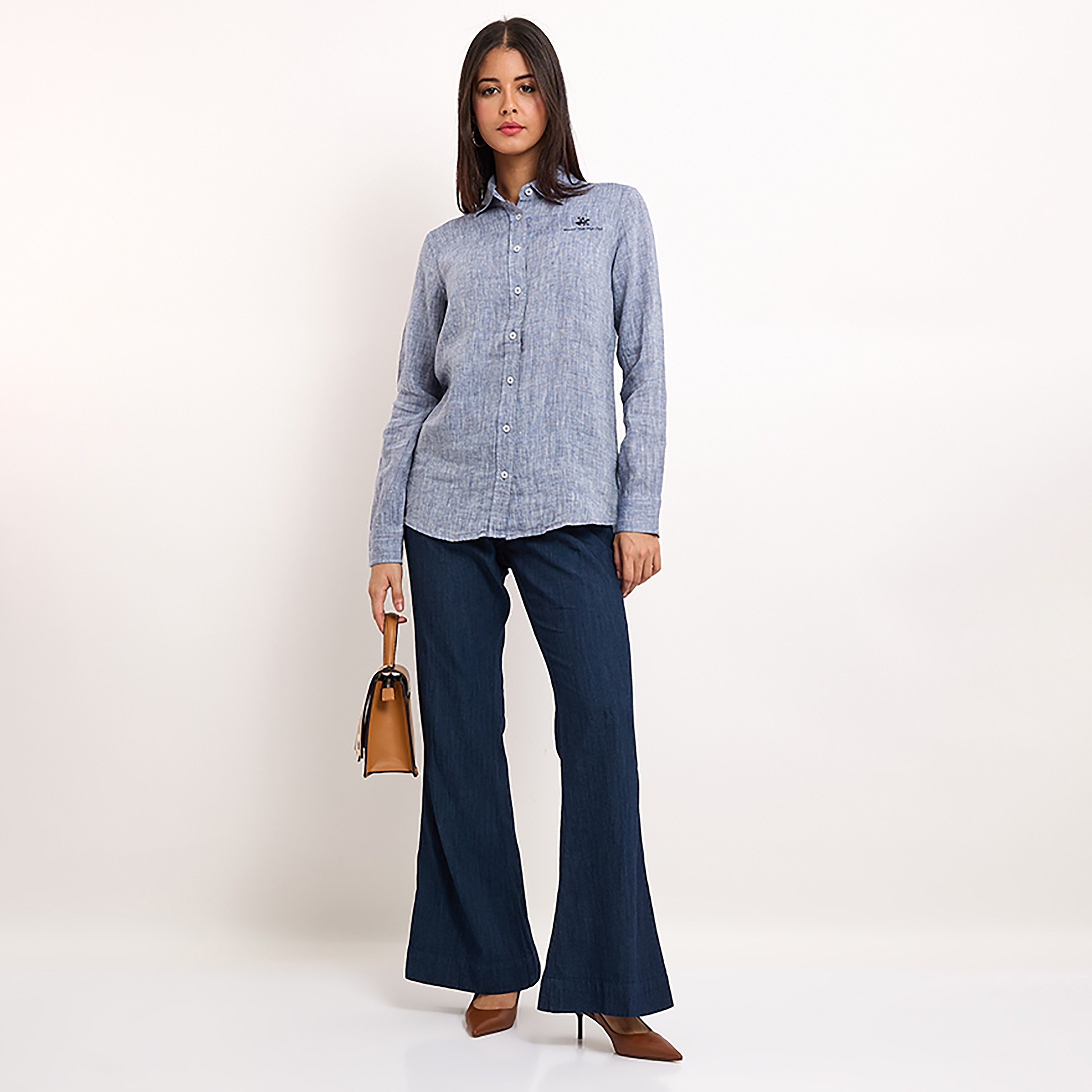 Beverly Hills Polo Club Plain Collared Long Sleeves Women's Shirt-women-clothing-shirtsandblouses-shirts-image-4