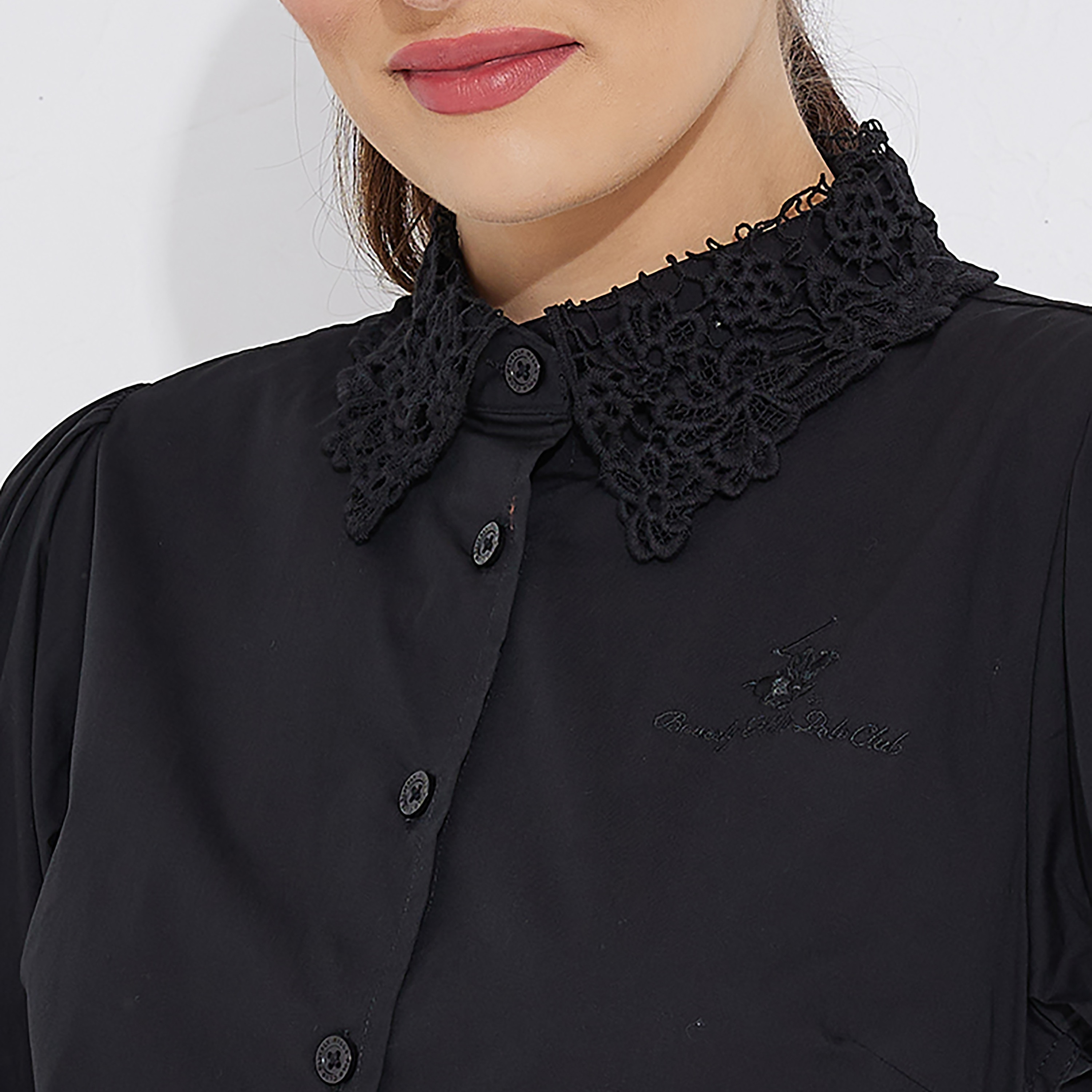 بلوزة بياقة سادة وأكمام طويلة من بيفرلي هيلز بولو كلوب-women-clothing-shirtsandblouses-blouses-image-3
