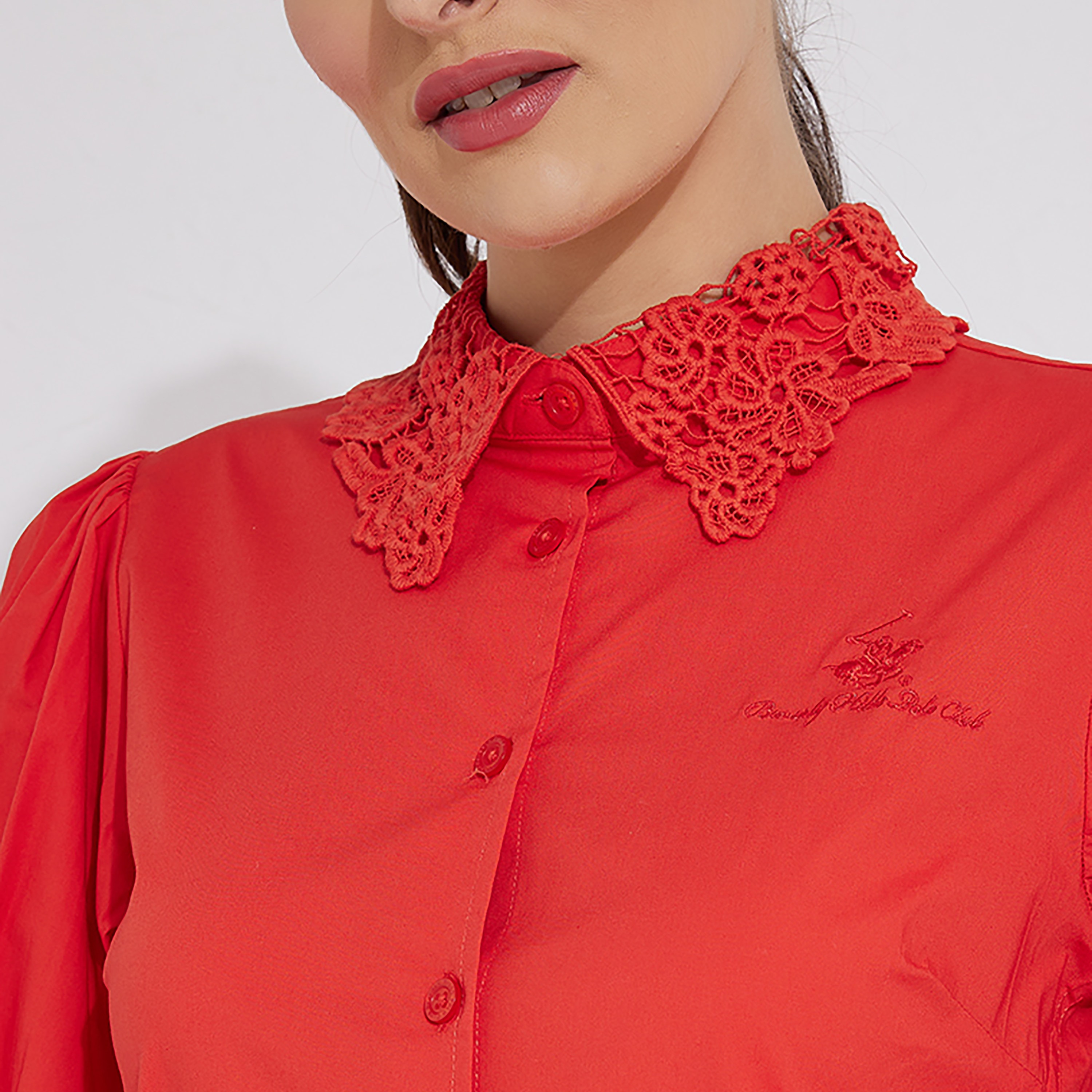بلوزة بياقة سادة وأكمام طويلة من بيفرلي هيلز بولو كلوب-women-clothing-shirtsandblouses-blouses-image-7