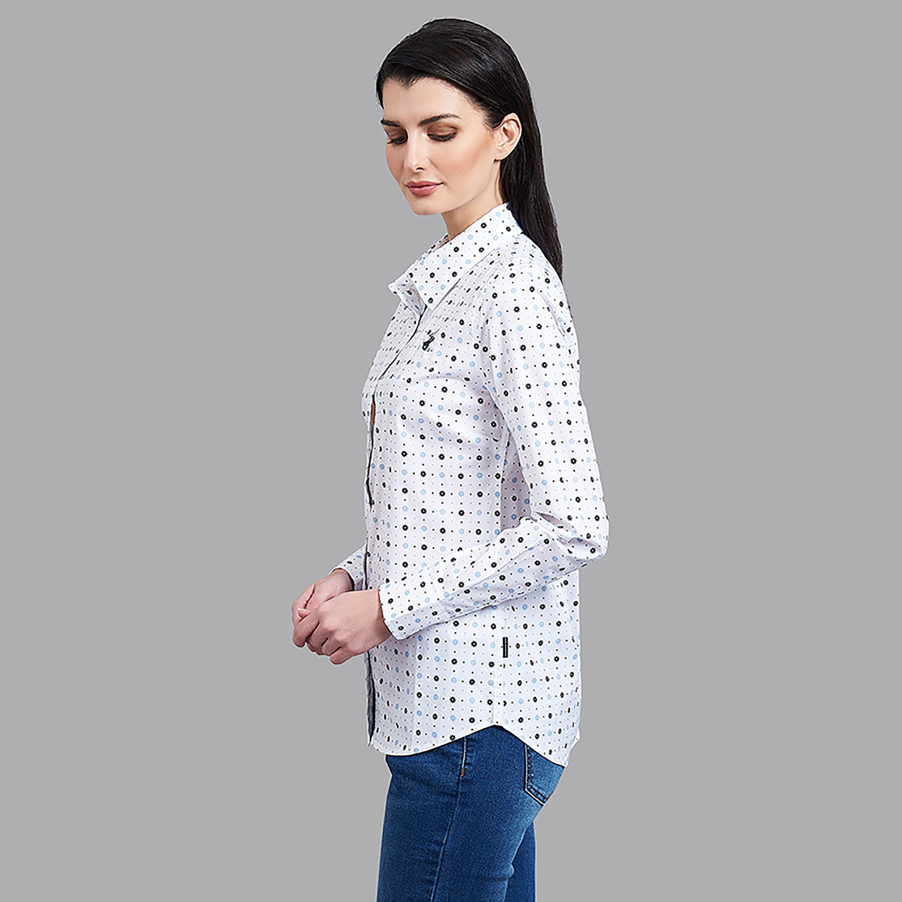 Beverly Hills Polo Club White Printed Regular Fit Full Sleeves Casual Shirt-women-clothing-shirtsandblouses-blouses-image-2